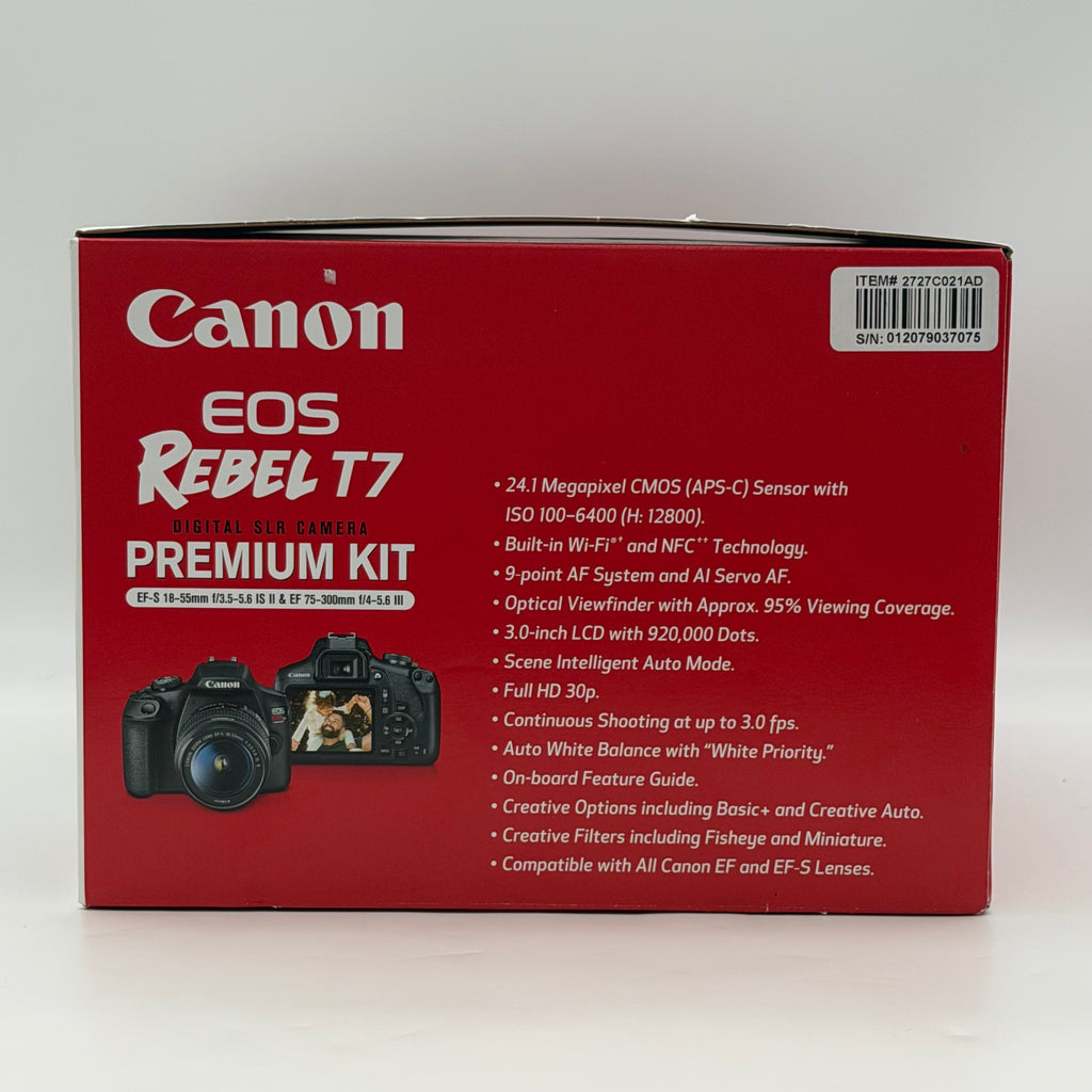 NEW Canon EOS Rebel T7 24.1MP Digital Camera - Black (Kit with 18-55mm and 75-300mmg