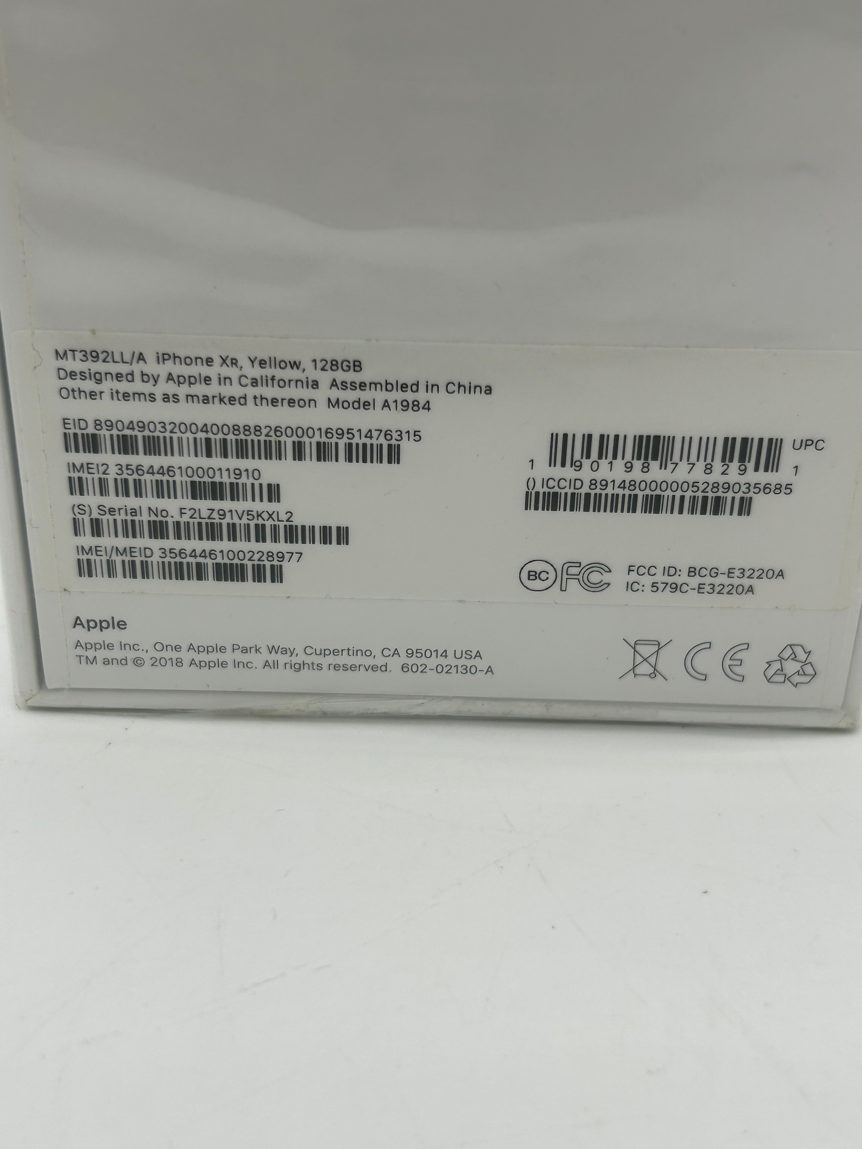 Unlocked Apple iPhone XR 128GB Yellow Cellular A1984 - New In Box