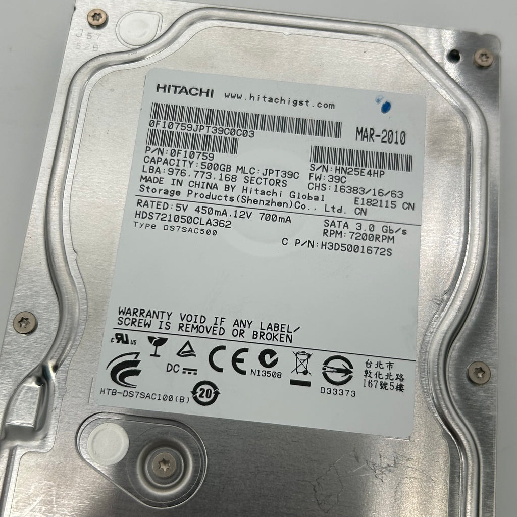 Lot of 16 Hitachi 500GB 3.5" SATA Hard Drives HDS721050CLA362 Bulk Untested