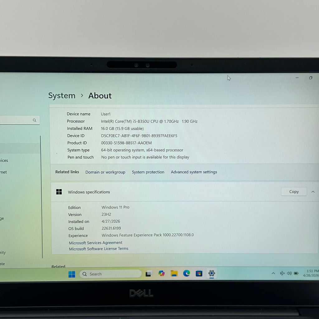 Dell Latitude 7490 14-inch Intel Core i5-8350U 16GB RAM 128GB SSD Black Laptop