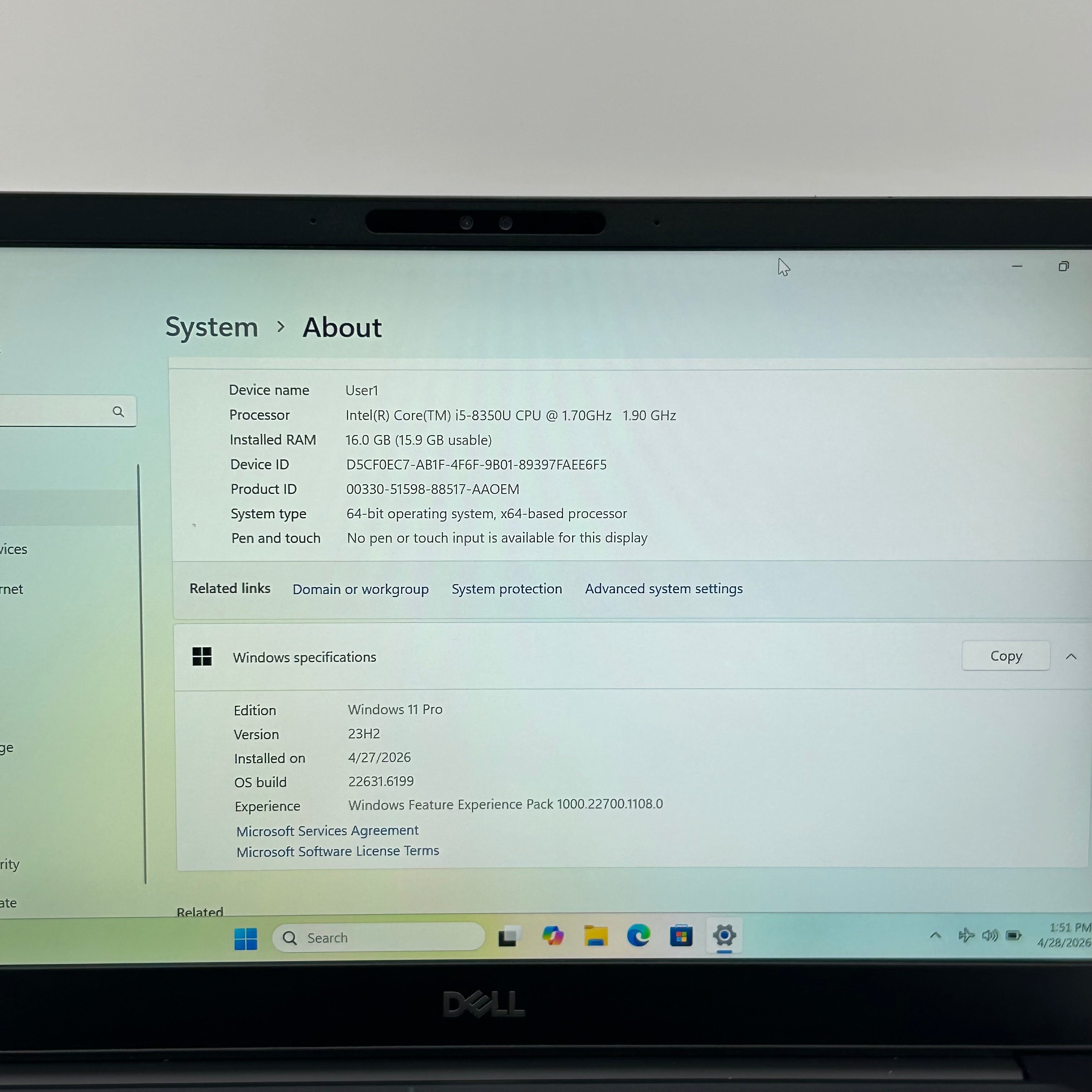 Dell Latitude 7490 14-inch Intel Core i5-8350U 16GB RAM 128GB SSD Black Laptop