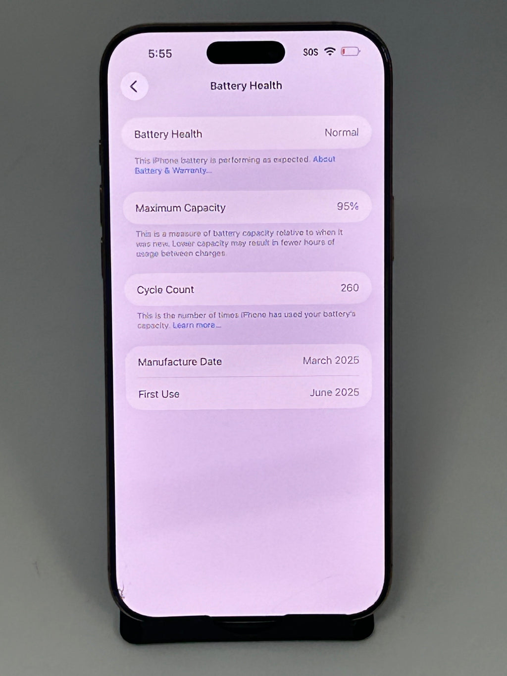 Spectrum Apple iPhone 16 Pro Max 256GB 260 Cycle Count 95% BH