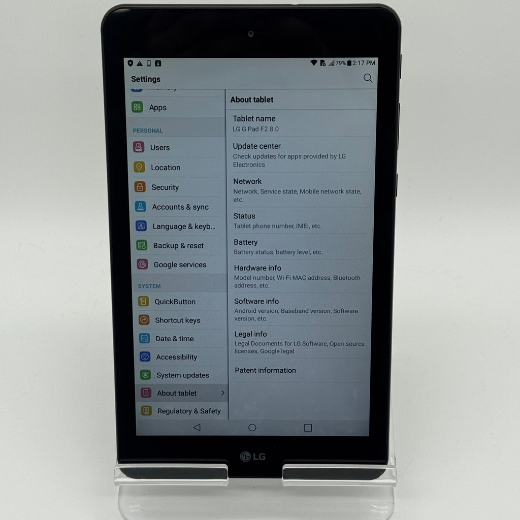 Unlocked LG G PAD F 8.0 Tablet - Used - Power Button Not Working