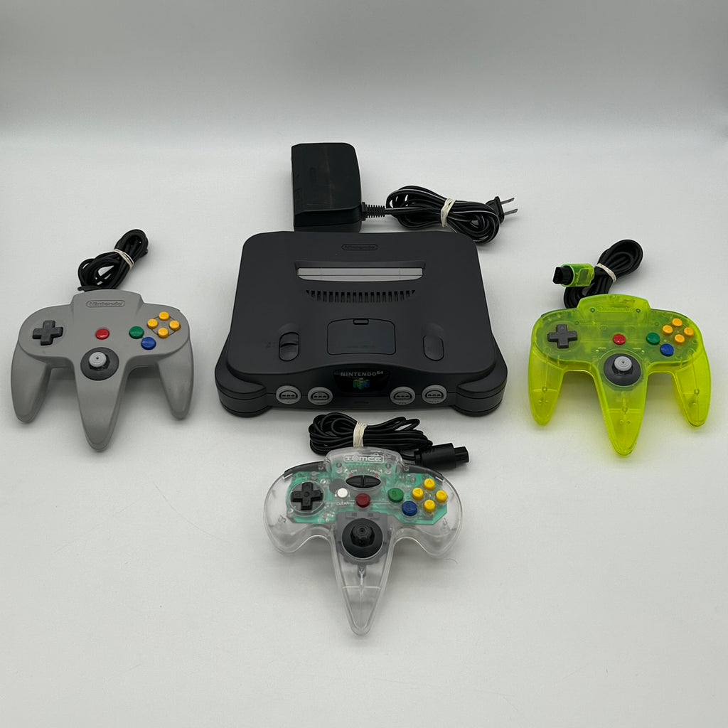 Nintendo 64 Charcoal Console N64 Bundle 3 Controllers AC Adapter Untested