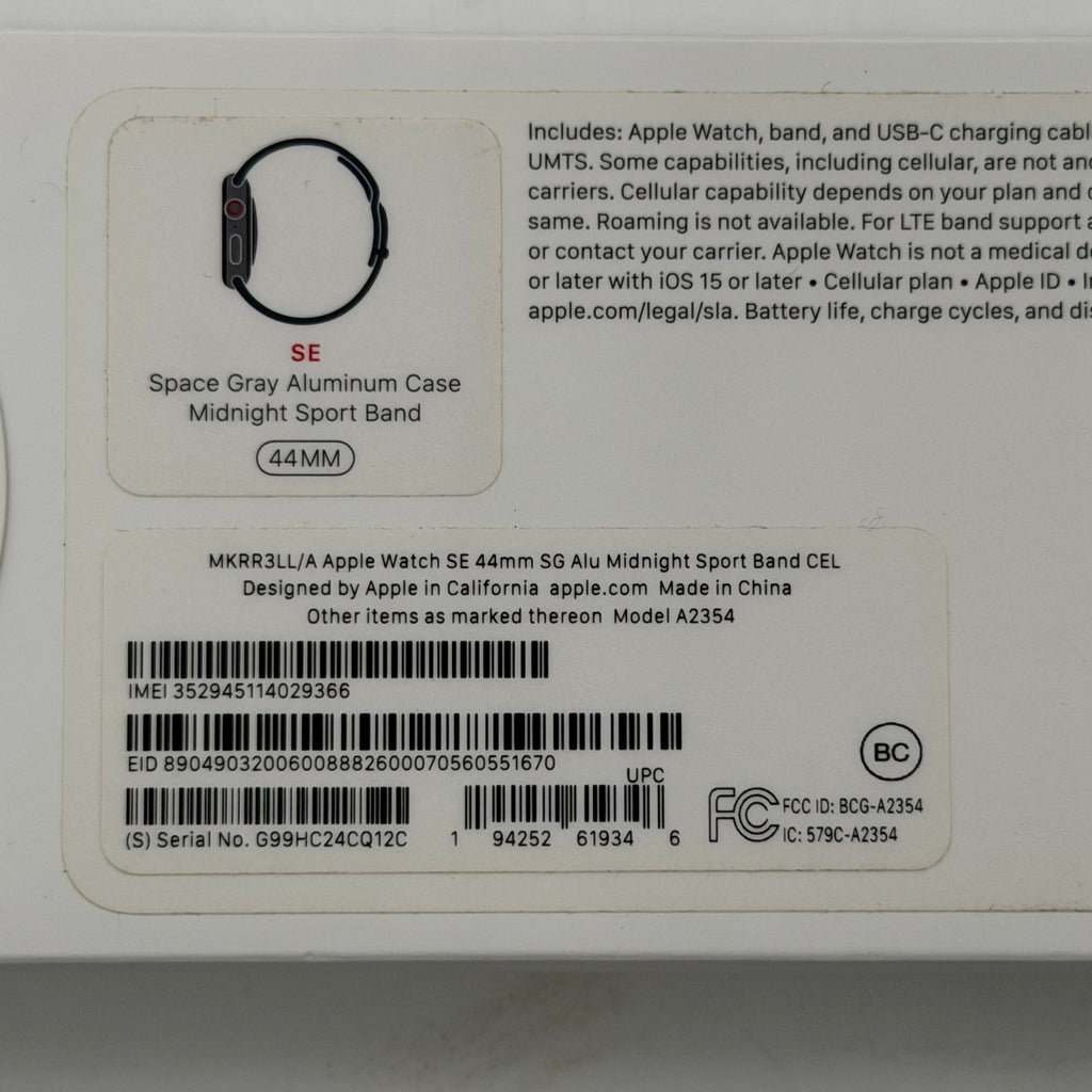 Apple Watch SE Cellular A2354 2020 44mm GPS + Cellular MKRR6LL/A - Open Box