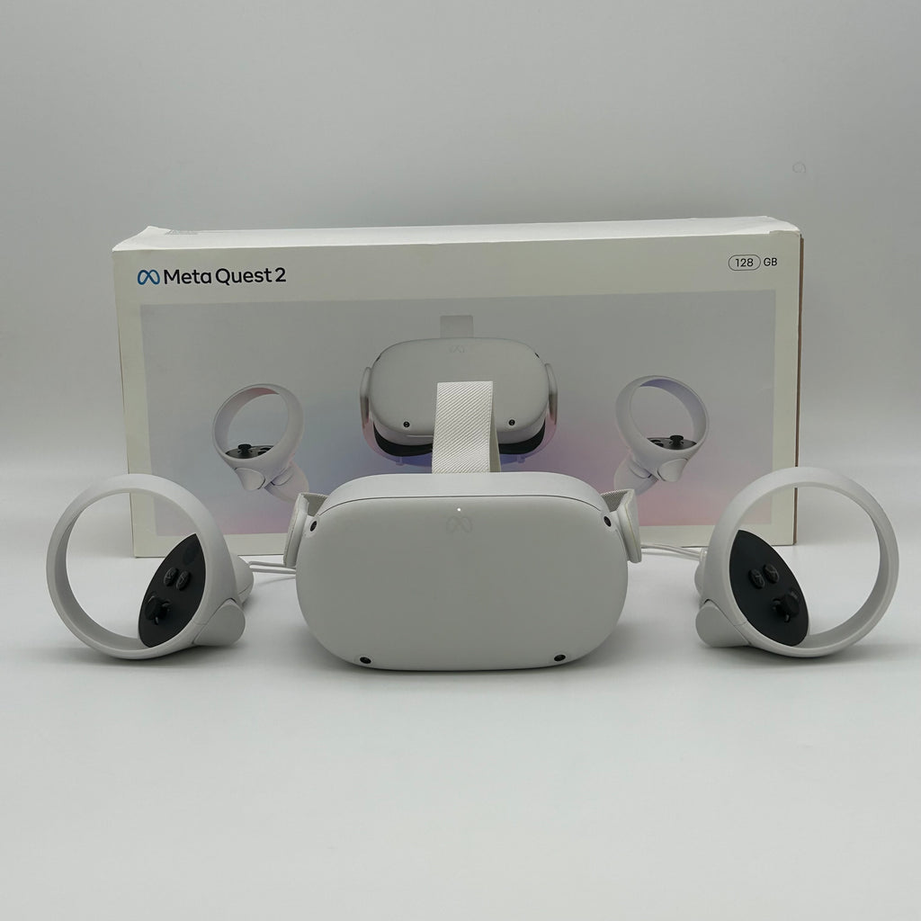 Meta Quest 2 128GB All-in-One VR Headset + Controllers + Original Box - White - Used With Box