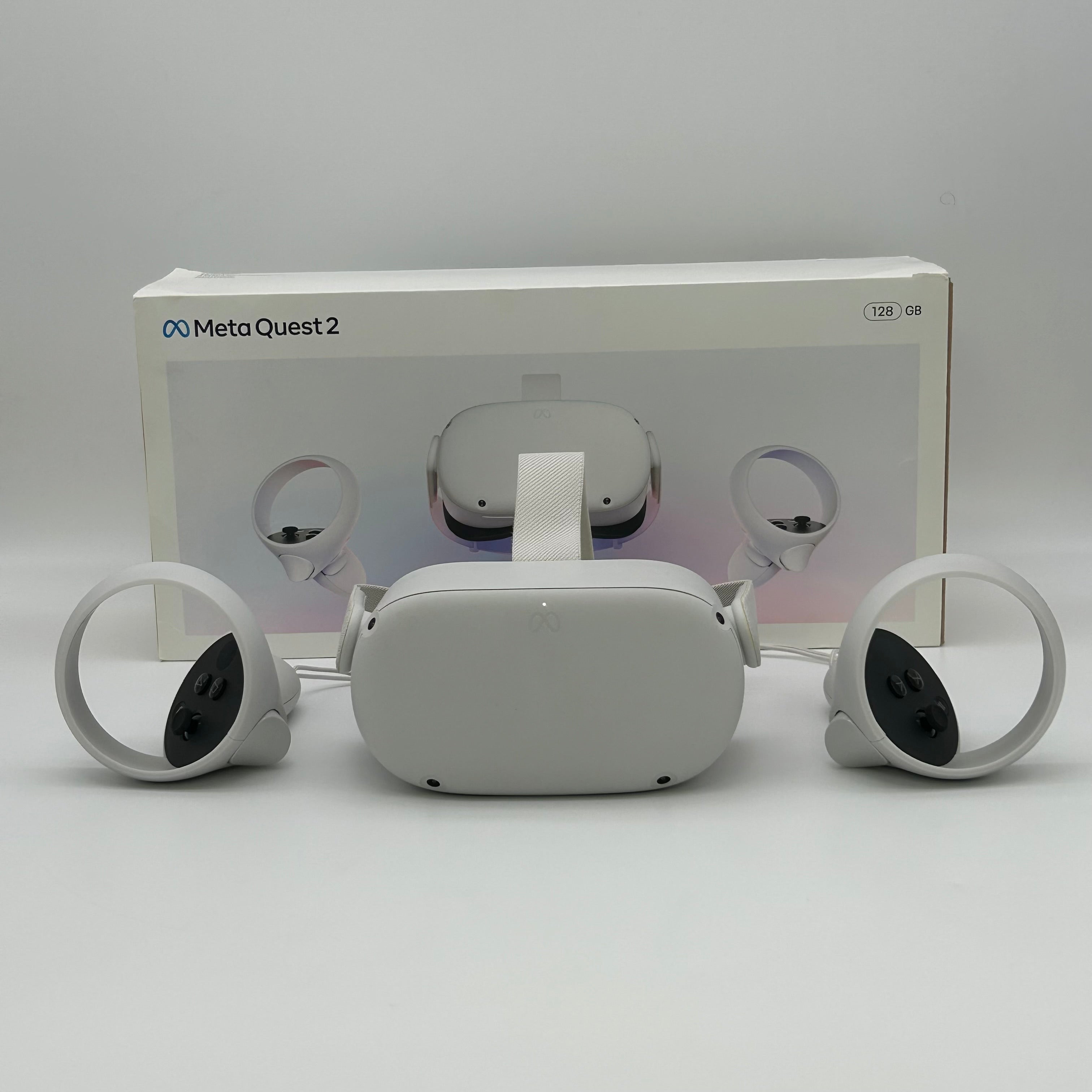 Meta Quest 2 128GB All-in-One VR Headset + Controllers + Original Box - White - Used With Box