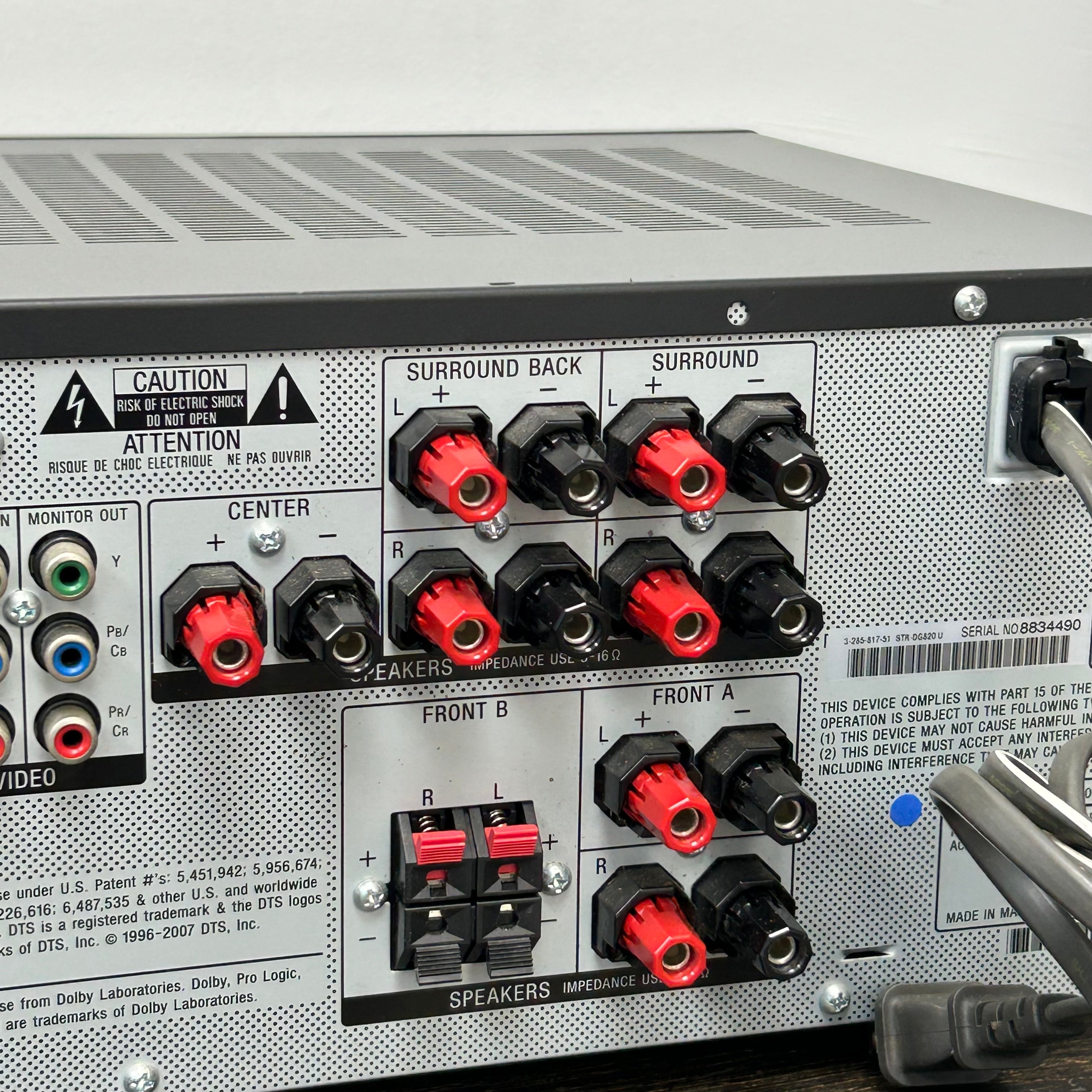 Sony STR-DG820 7.1 770W Multi-Channel Home Theater AV Receiver Untested