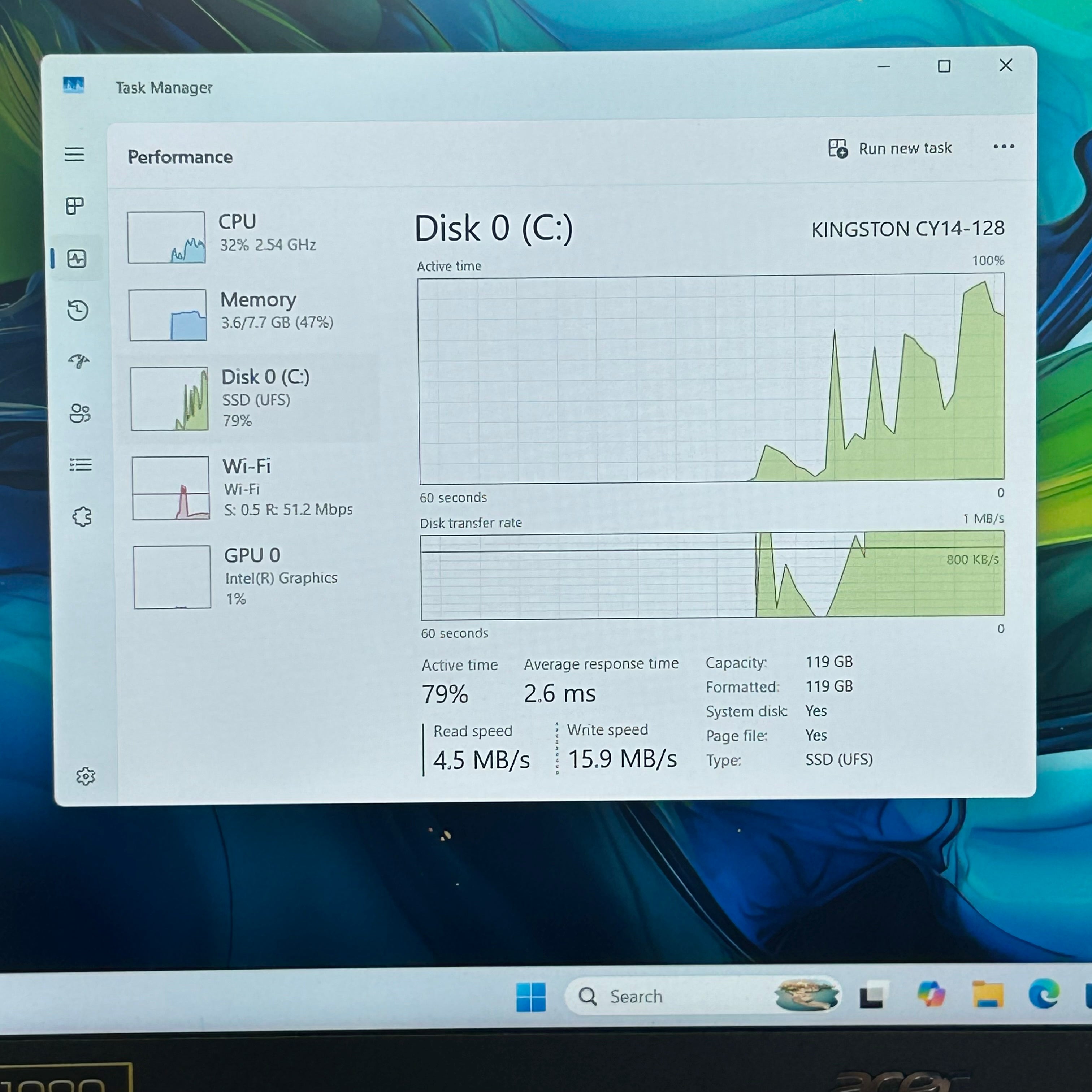 Dell Aspire Go 15 Laptop - Intel Core TM 3 N355, 8GB RAM, 128GB SSD, w/ Charger