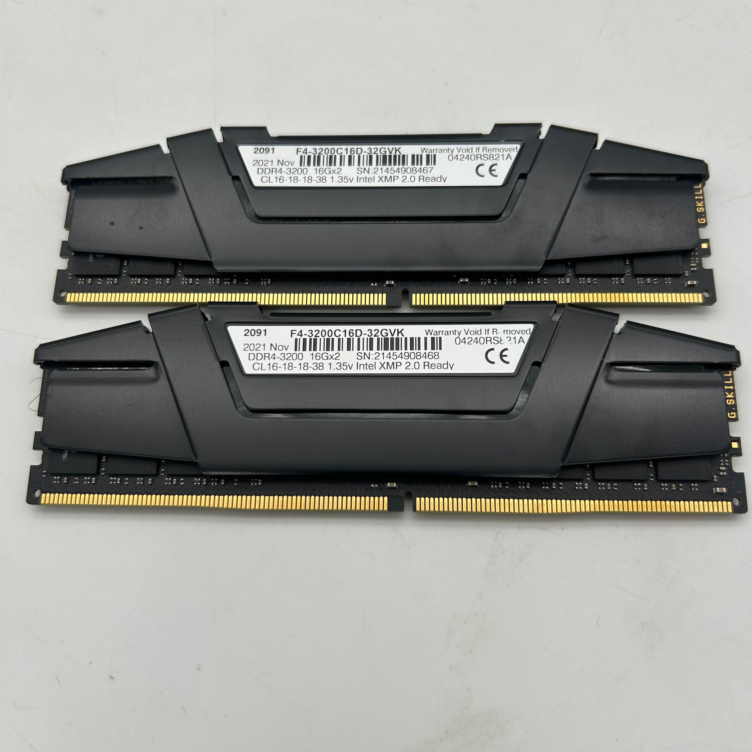 G.Skill Ripjaws V Series 32GB (2x16GB) DDR4 RAM 3200MHz (F4-3200C18D-32GVK) - TESTED