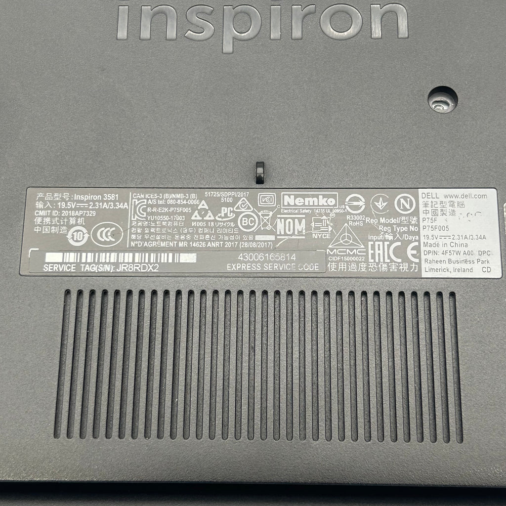 Dell Inspiron 3581 i3 2.3GHz, 8GB RAM, 1TB HDD Laptop