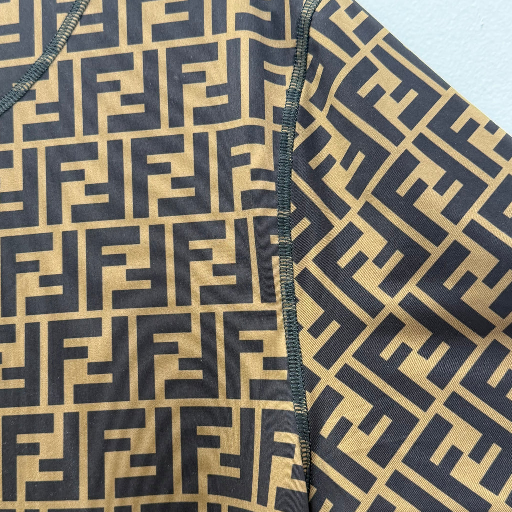 Fendi FF Zucca Monogram Cotton Short Sleeve T-Shirt Brown/Black - Large Size