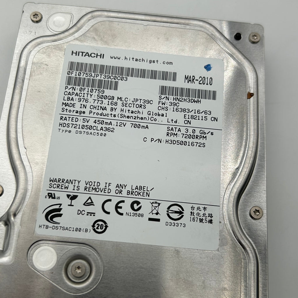 Lot of 16 Hitachi 500GB 3.5" SATA Hard Drives HDS721050CLA362 Bulk Untested