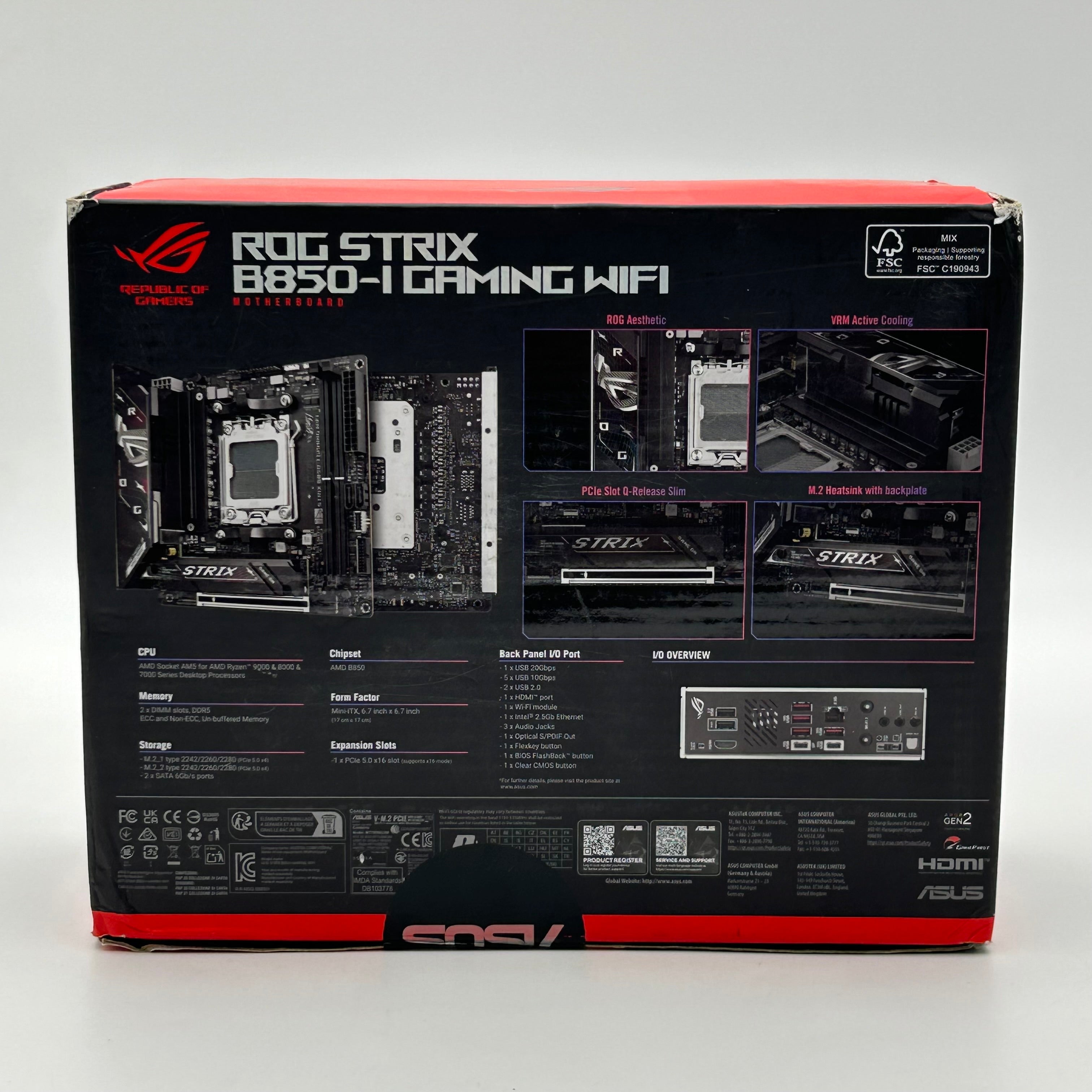 New Asus ROG Strix B850-I Gaming WiFi AM5 Mini-ITX AMD DDR5 Motherboard
