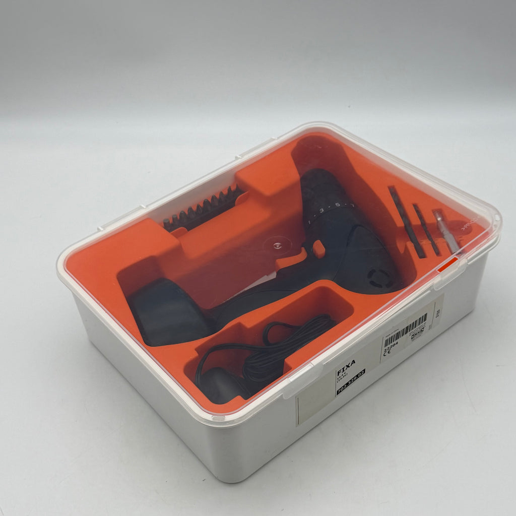 IKEA FIXA Compact Cordless Drill Set Keyless Chuck w/ Case & Bits