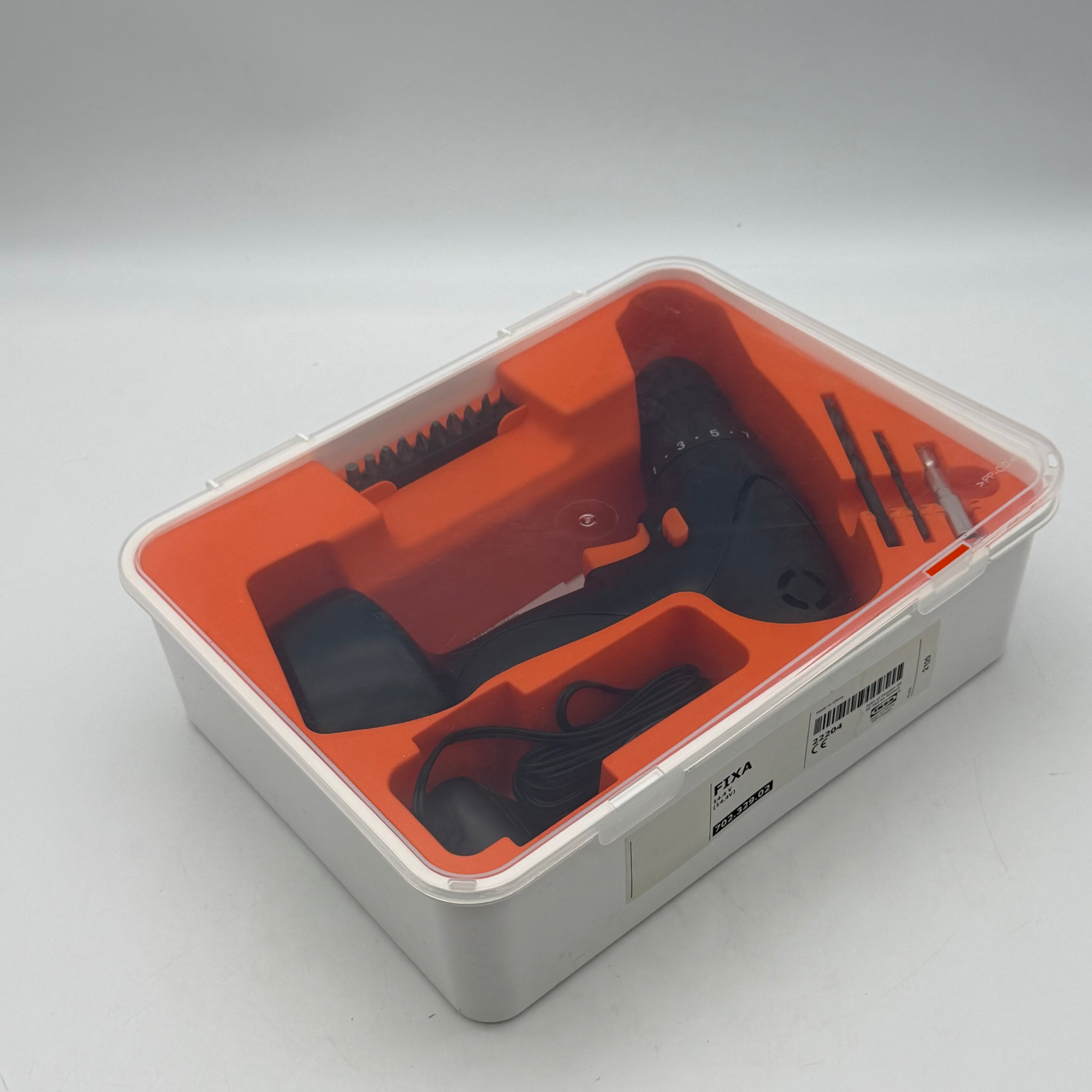 IKEA FIXA Compact Cordless Drill Set Keyless Chuck w/ Case & Bits