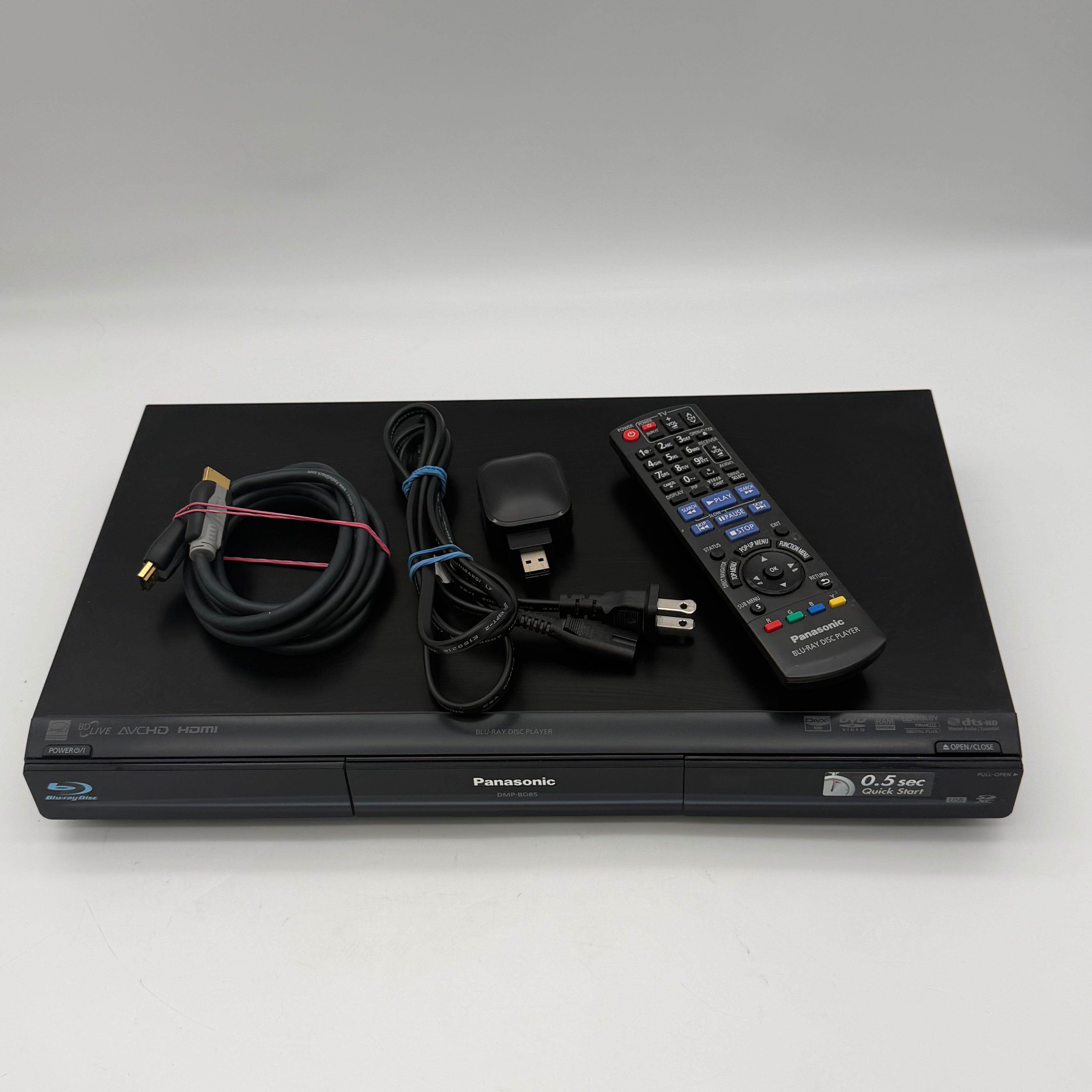 Panasonic Blu-Ray Disc Player DMP-BD85 w/ remote & wireless adapter - Tested