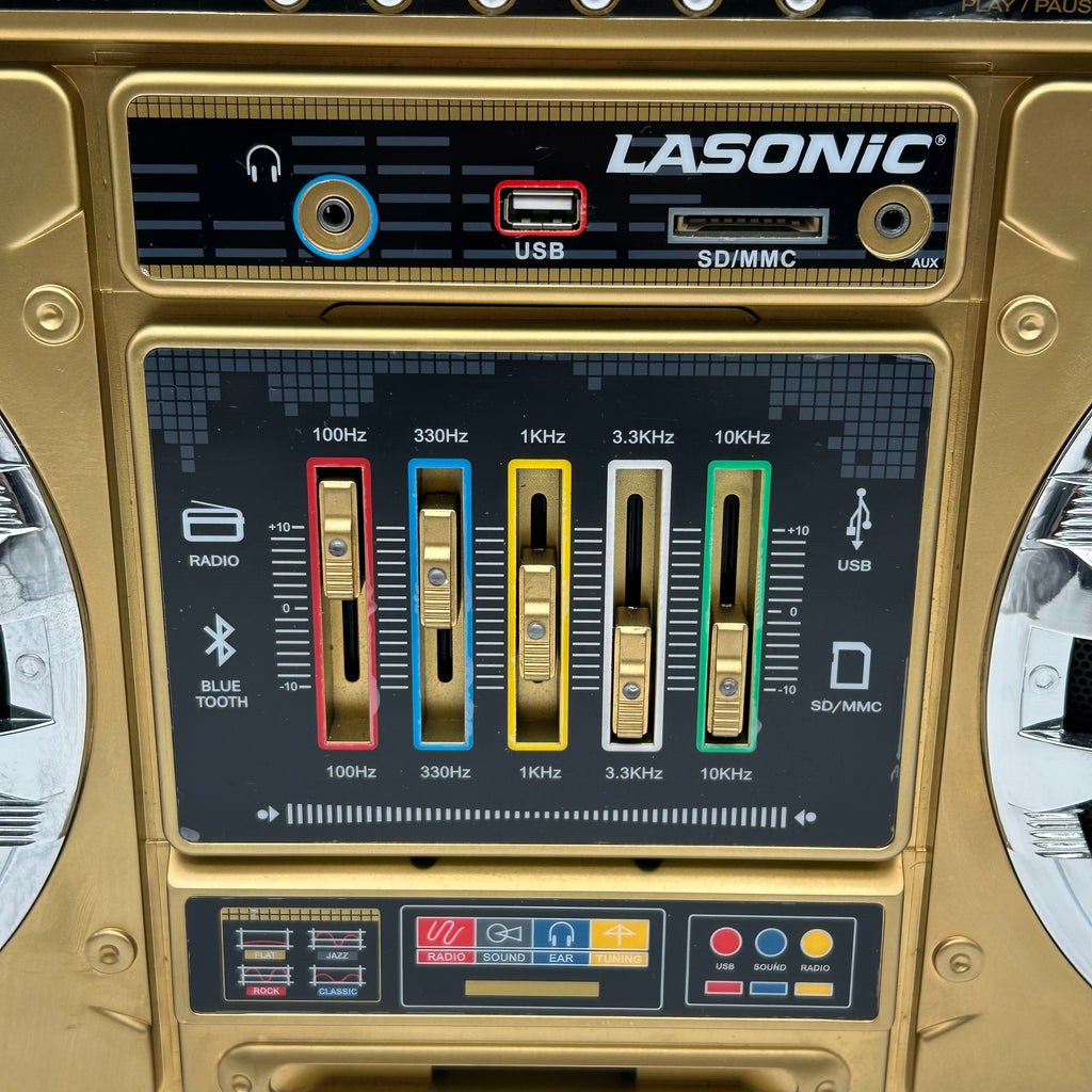 LASONIC I-931 BOOMBOX Gold Pro Audio Equipment with Bag - Used