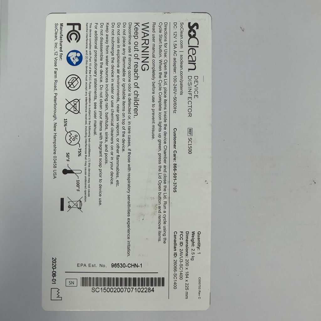NEW SoClean O3 Smart Home Cleaning System SC1500 Device Disinfector Smartphones