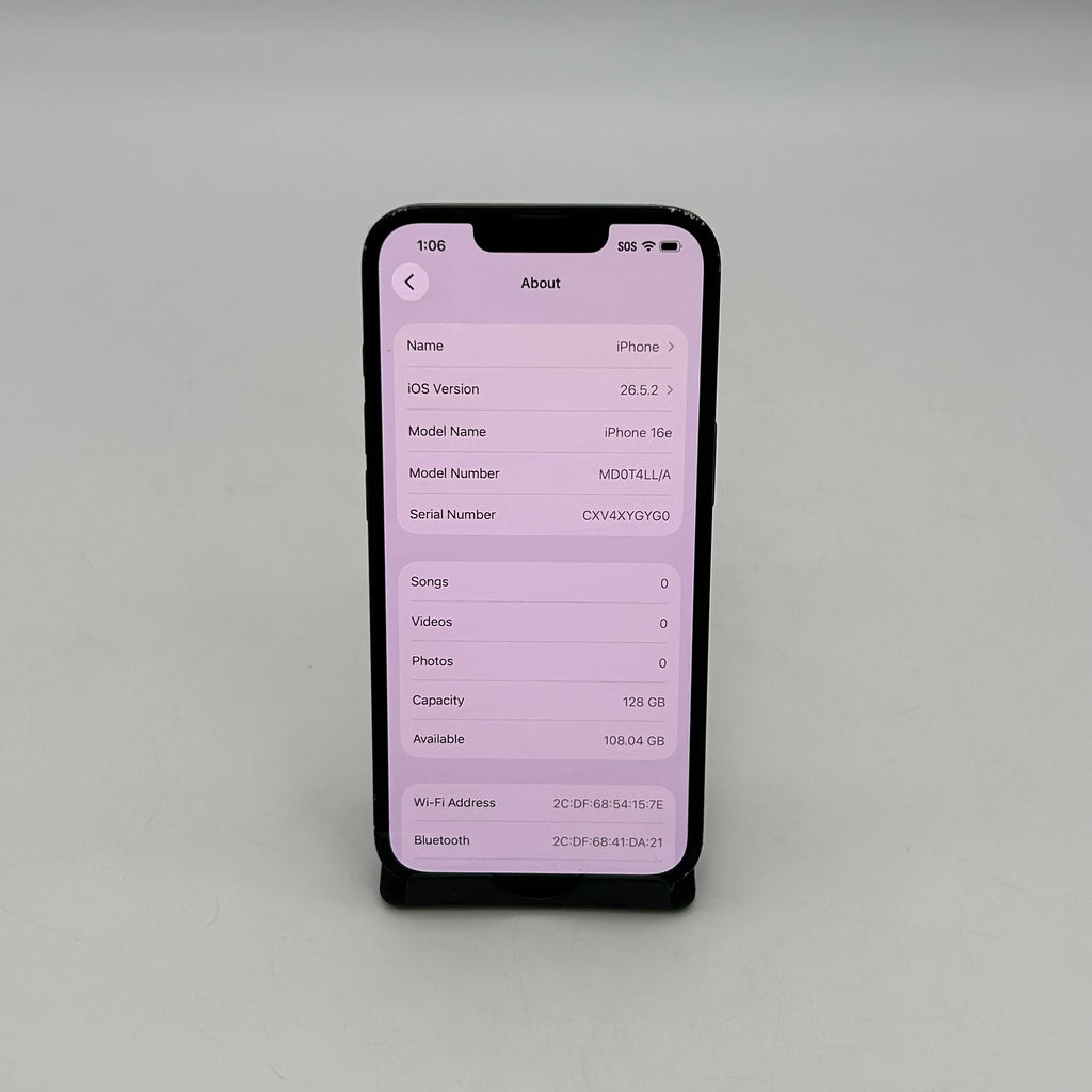 Boost Apple iPhone 16e A3212 128GB Black 100% BH - Parts Only