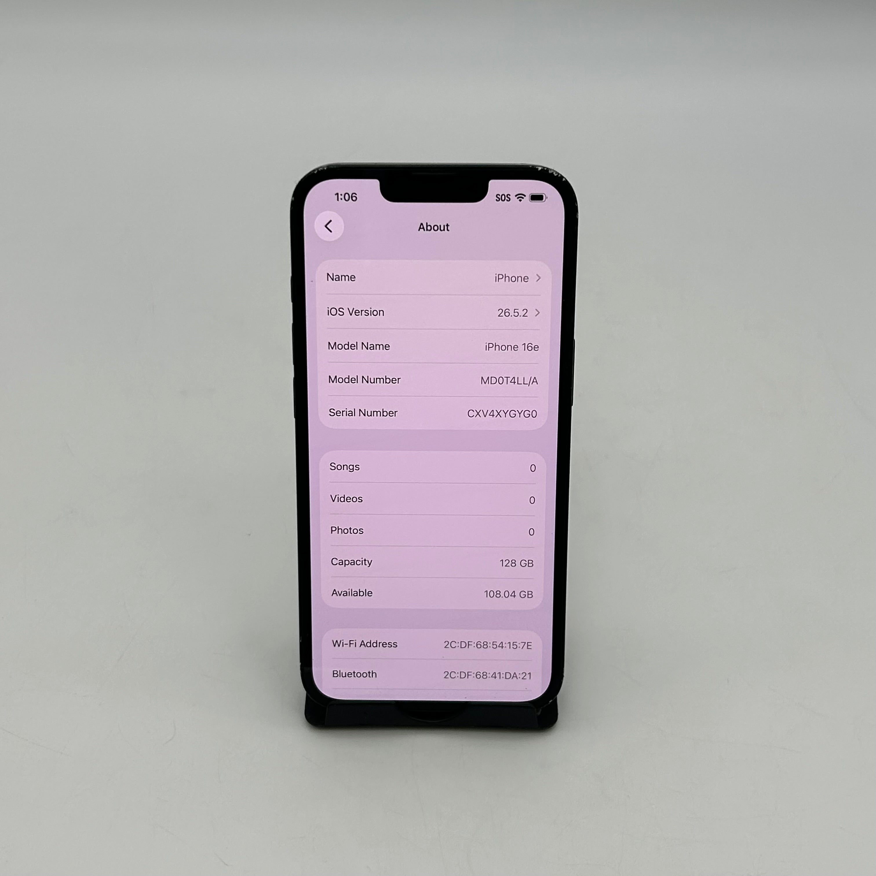 Boost Apple iPhone 16e A3212 128GB Black 100% BH - Parts Only