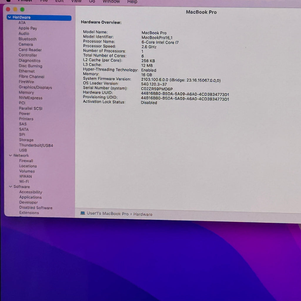 2020 Apple MacBook Pro 16" A2141 Core i7 16GB RAM 512GB SSD - *READ*