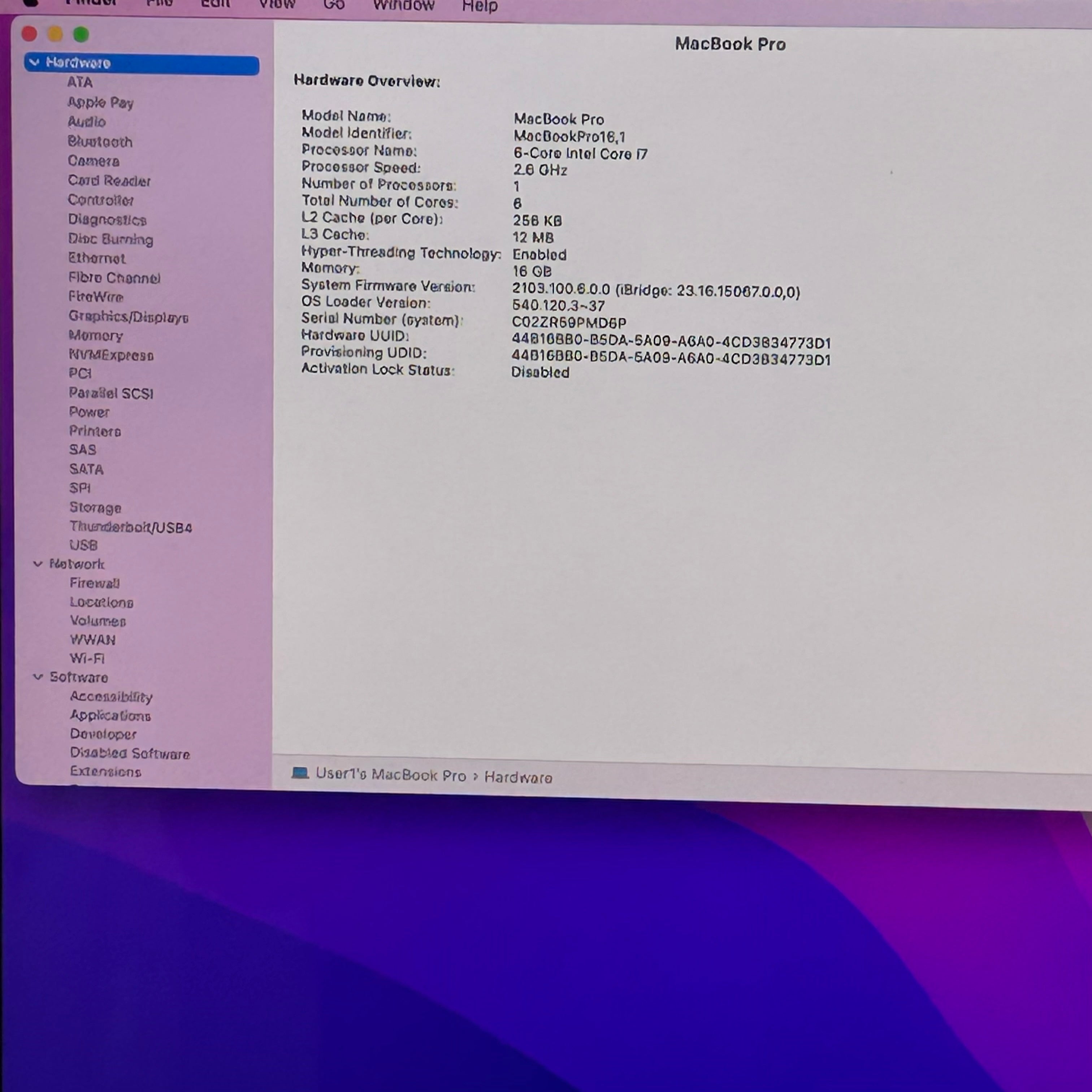 2020 Apple MacBook Pro 16" A2141 Core i7 16GB RAM 512GB SSD - *READ*