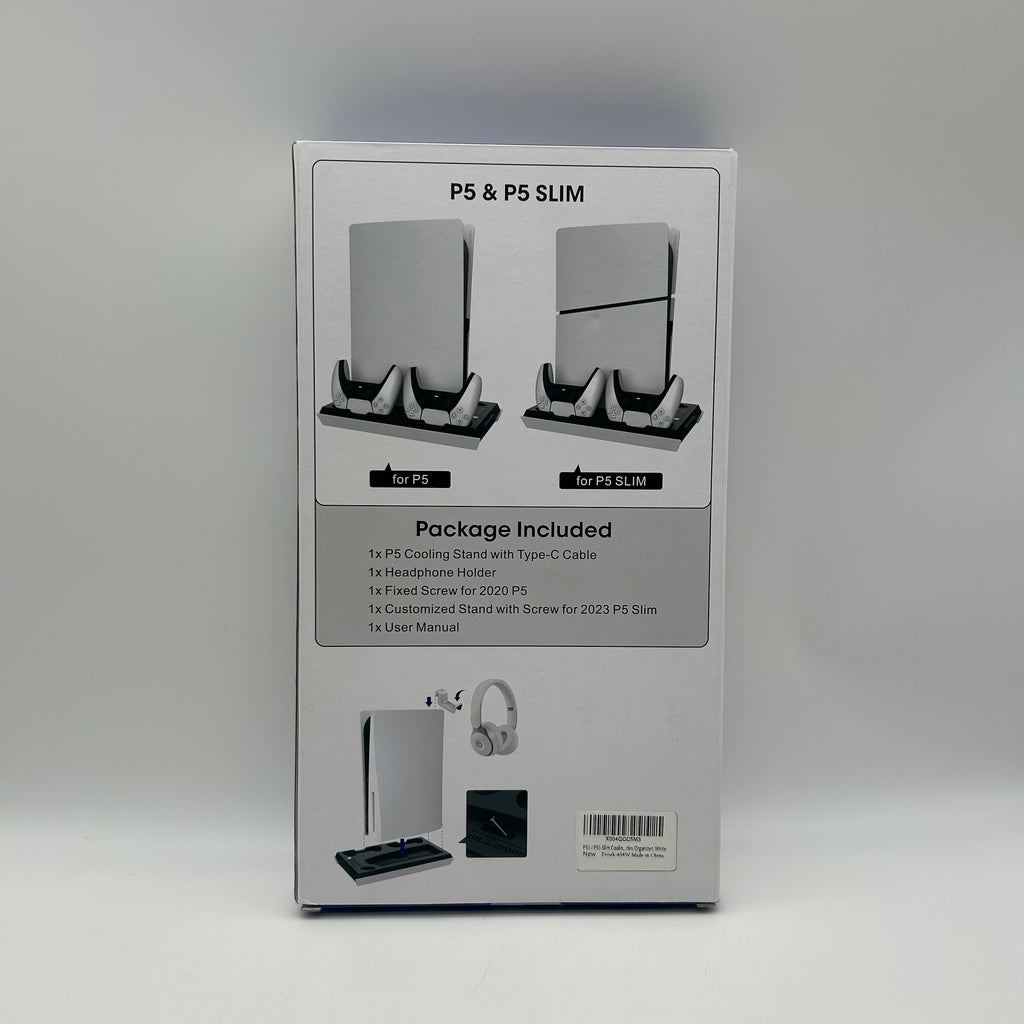 P5 PS5 & PS5 Slim Cooling Stand Dual Controller Charger Headphone Holder LED