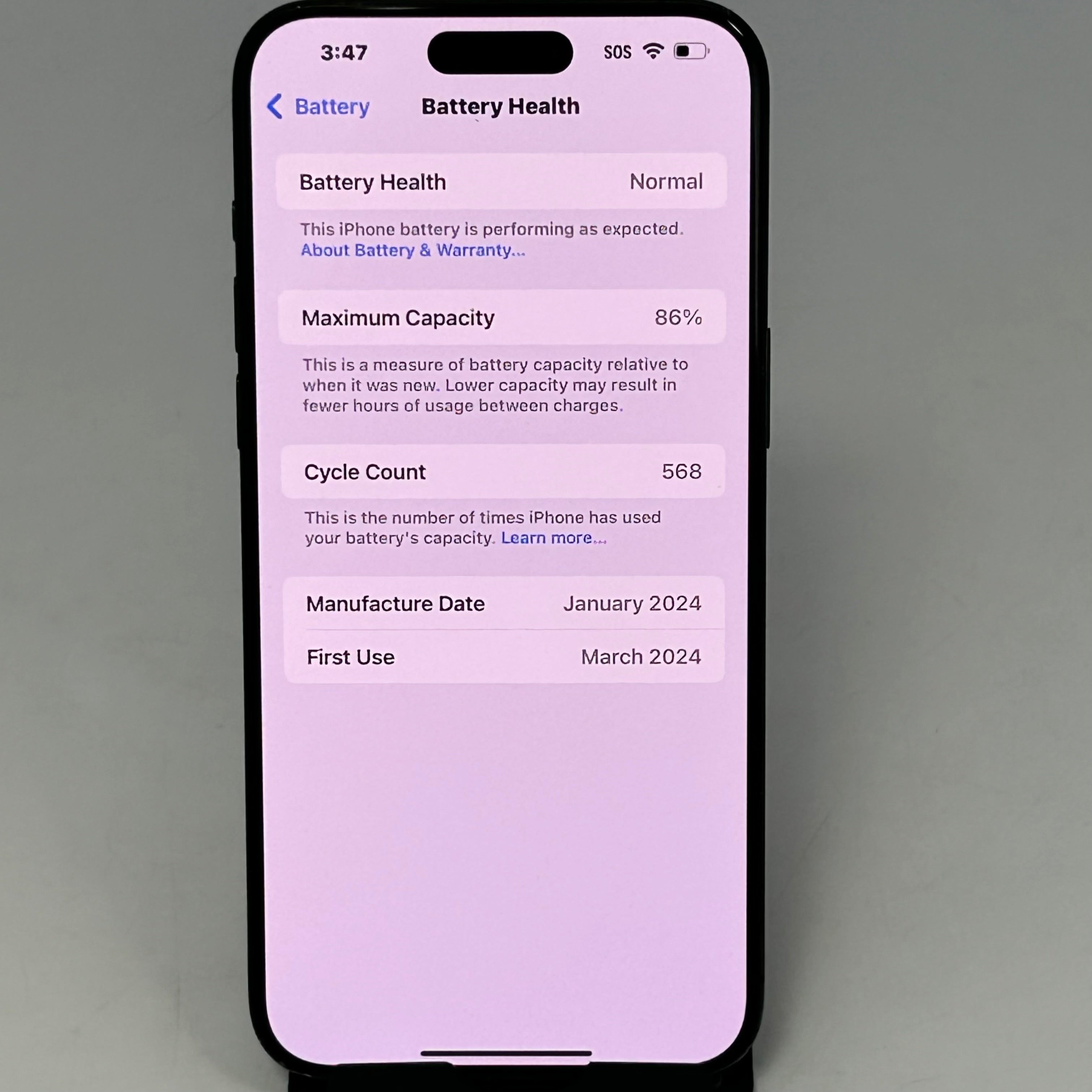 Apple iPhone 15 Pro Max 256GB Unlocked - 86% BH