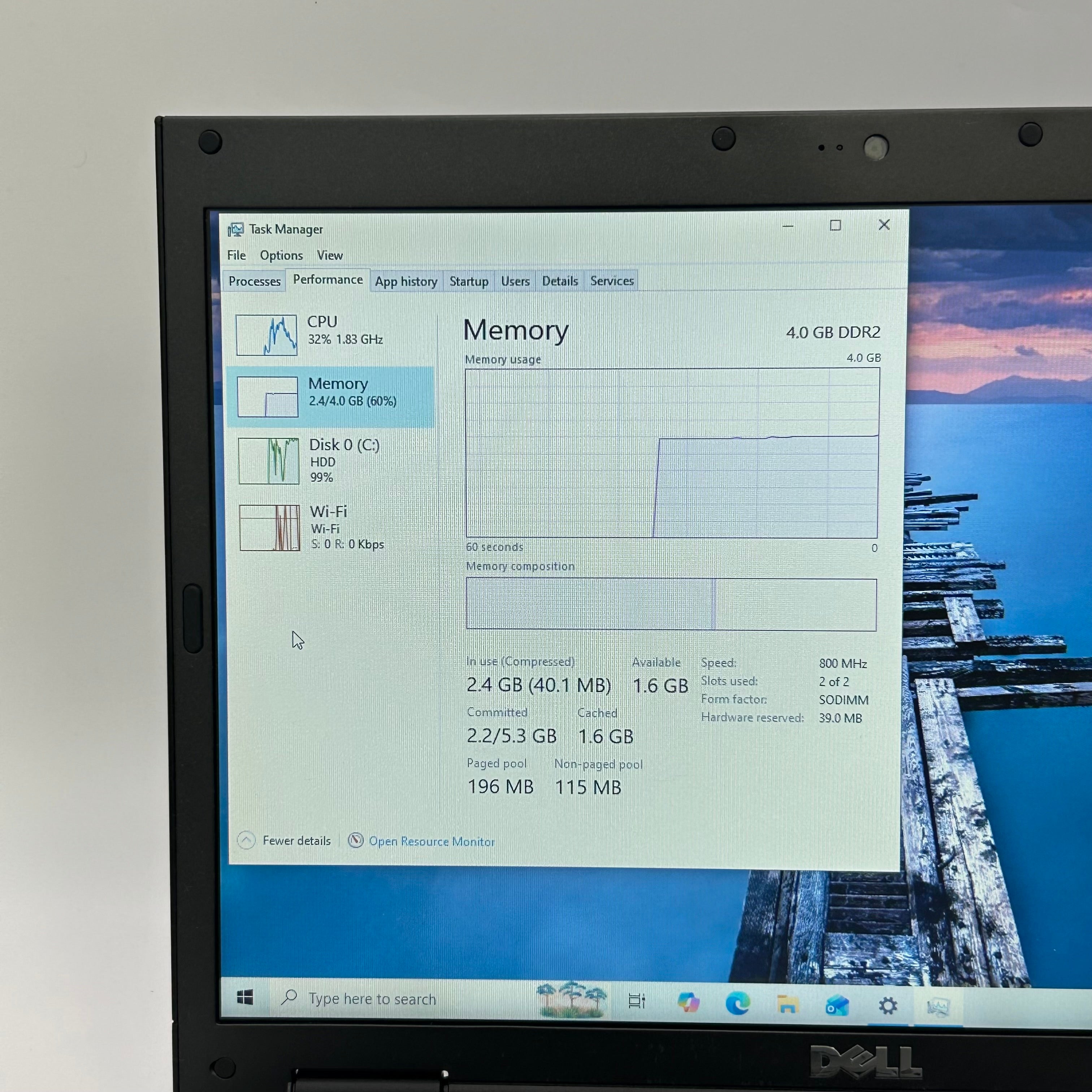 Dell Vostro 1520 15" Laptop Core 2 Duo T6570 4gb Ram 320gb HDD Windows 10 Home
