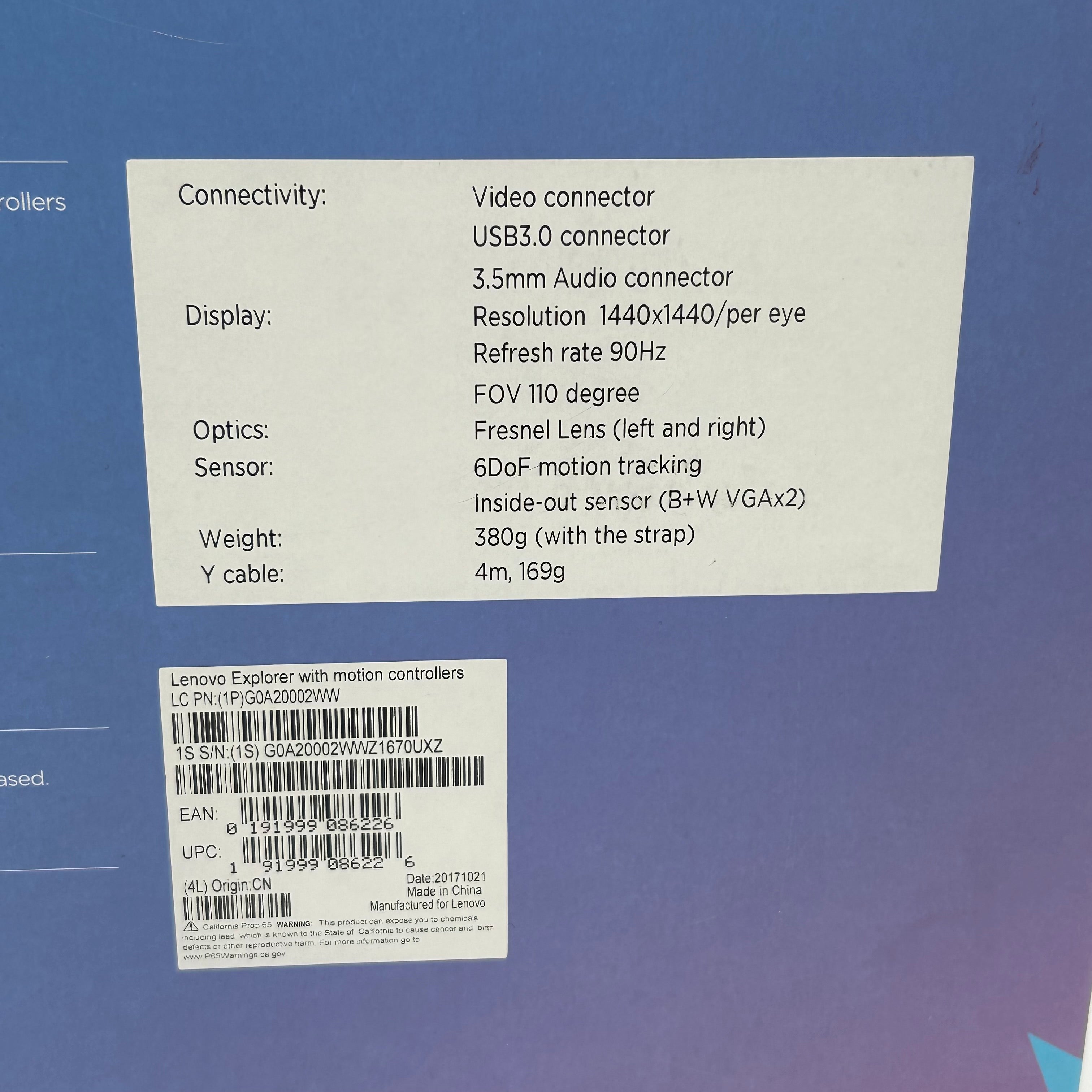 Lenovo Explorer Headset  VR-2511N Set with Controllers - Untested/Parts Only