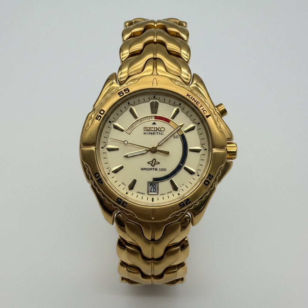 Men’s Seiko Vintage Kinetic Sport Gold Watch SKH228 - New open box