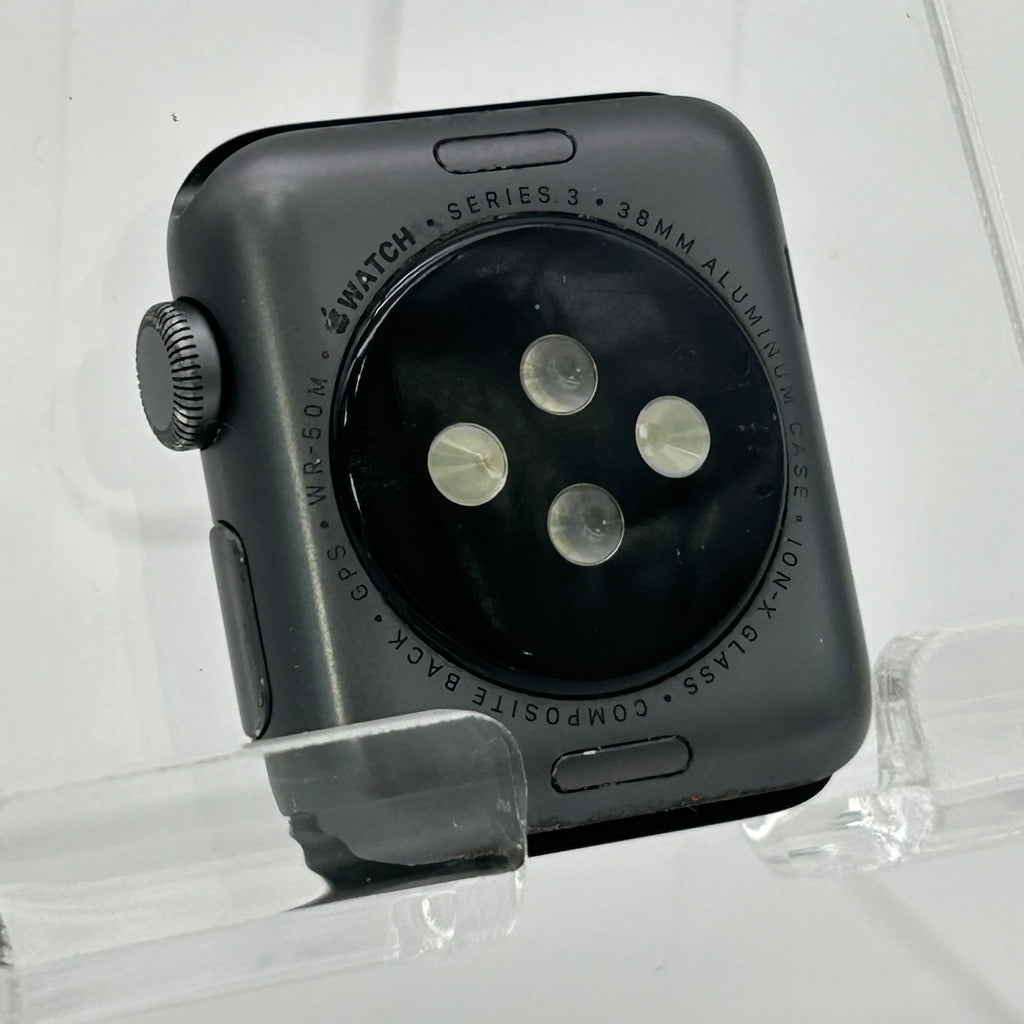 GPS Only Apple Watch Series 3 38MM Silver Aluminum Black Sport Band A1858