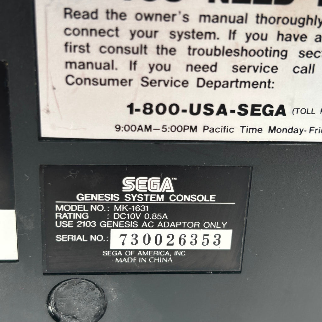 Sega Genesis Model 2 Console MK-1631 Bundle 2 Controllers AC Adapter Untested