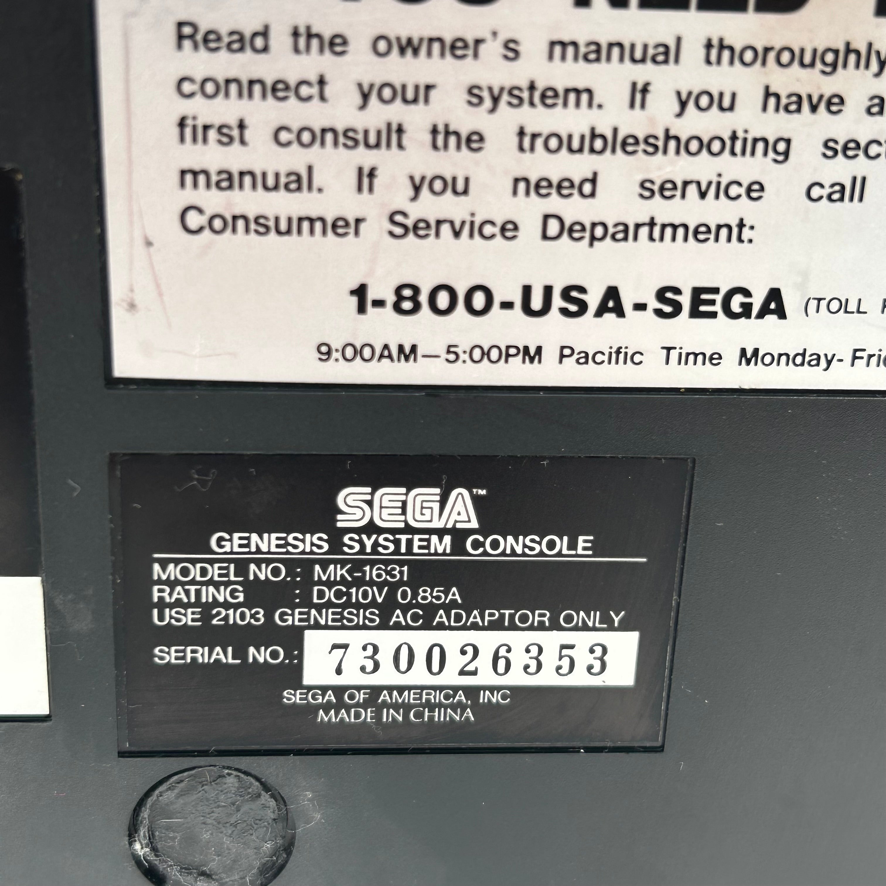Sega Genesis Model 2 Console MK-1631 Bundle 2 Controllers AC Adapter Untested