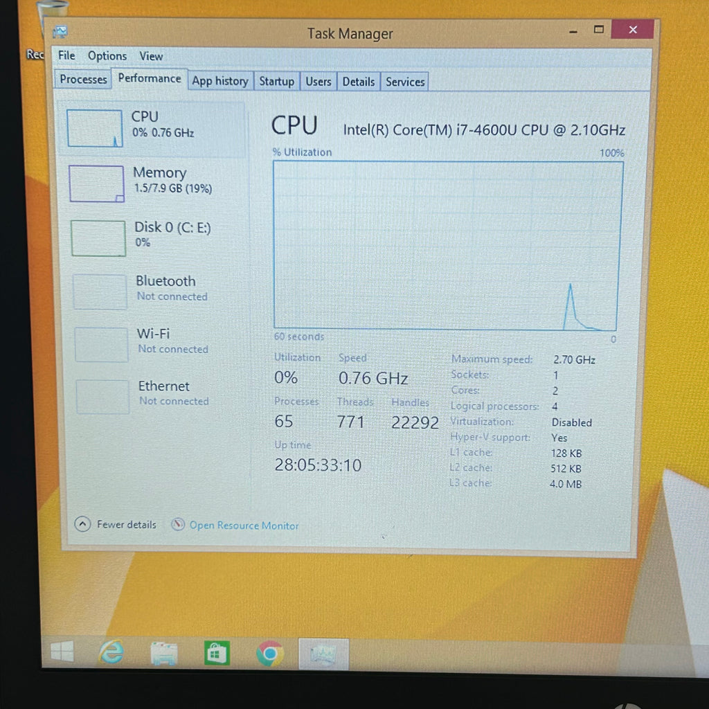 HP EliteBook Folio 9480m 14" |Core i7 2.1GHz |8GB RAM |256GB| Silver w/ Charger