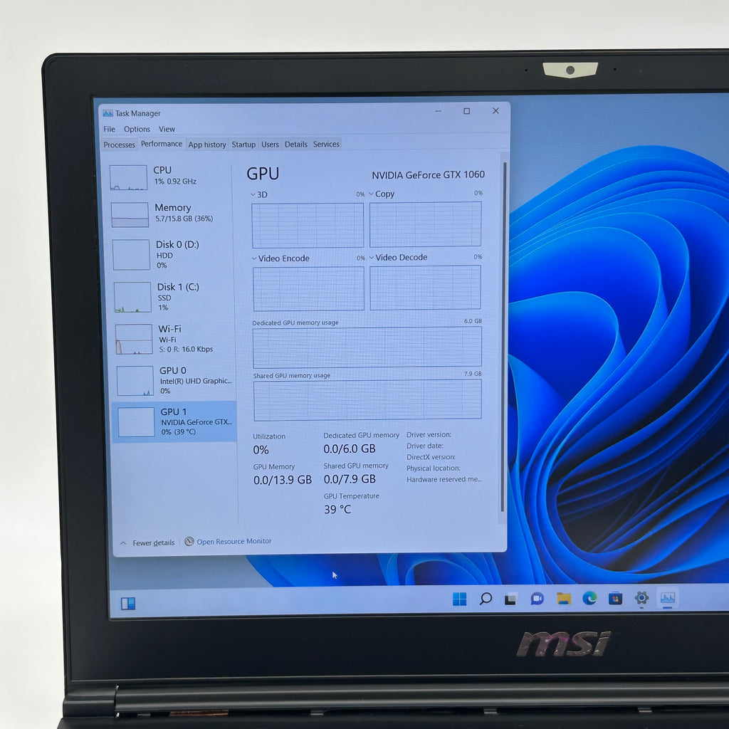 MSI GS63 Stealth 8RE 15.6" FHD 120Hz Intel Core i7-8750H 16GB RAM 256GB SSD 1TB HDD Black Gaming Laptop Used With Box