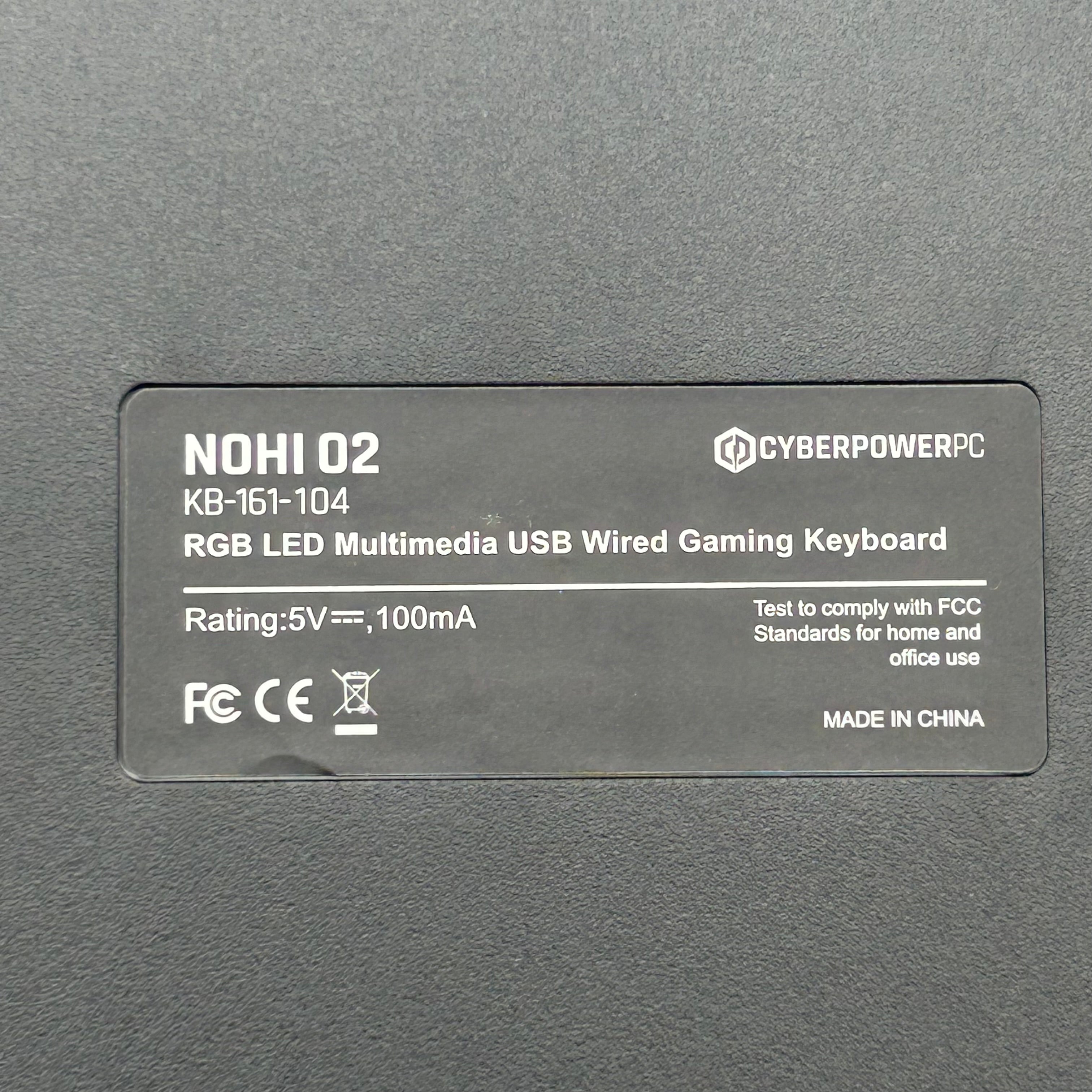 CyberPowerPC NOHI 02 Wired USB Gaming Keyboard + Elite M1-131 Mouse Black