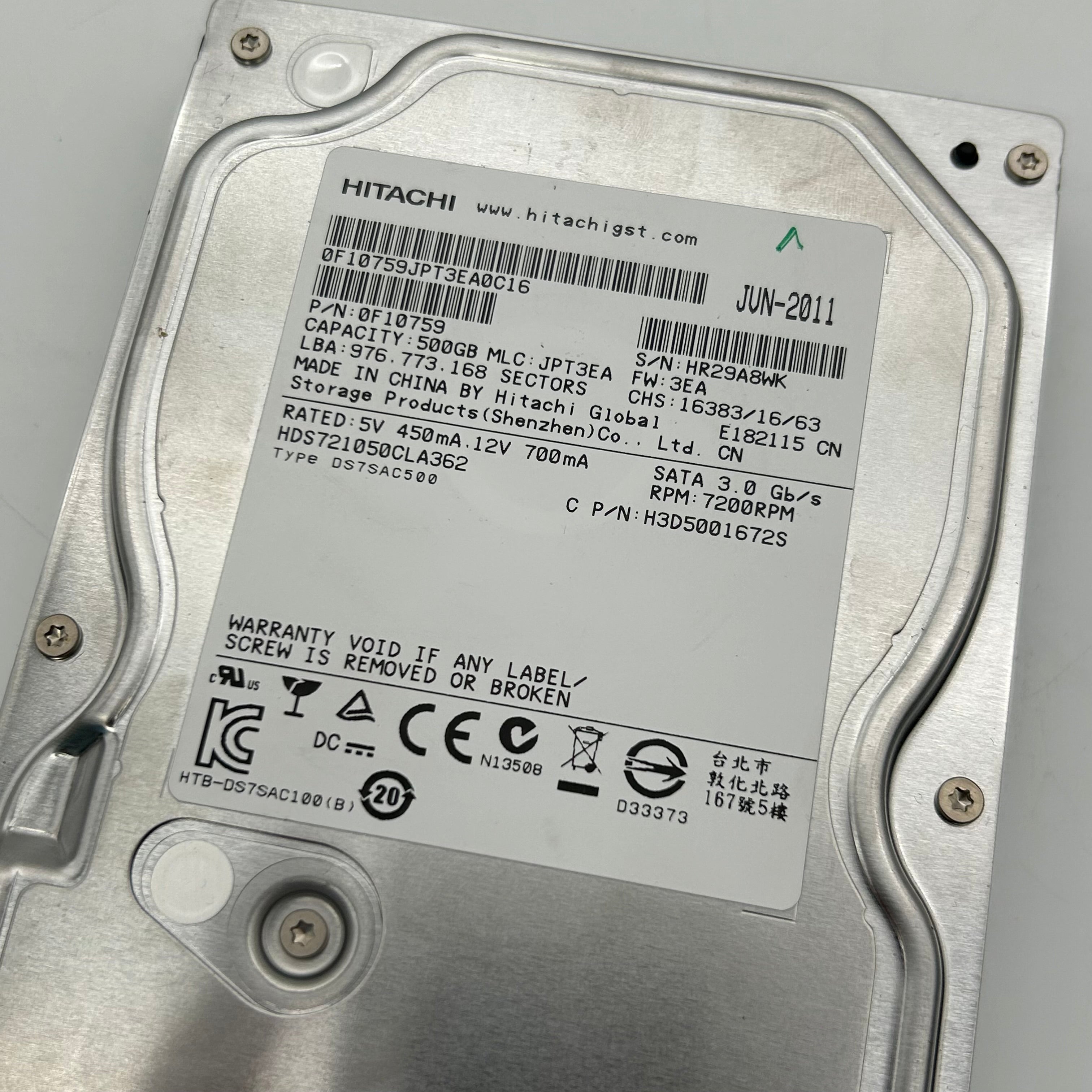 Lot of 16 Hitachi 500GB 3.5" SATA Hard Drives HDS721050CLA362 Bulk Untested