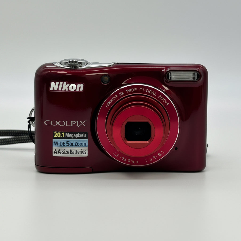 Nikon COOLPIX L32 20.1MP Digital Camera - Red - Case & 1GB SD - TESTED