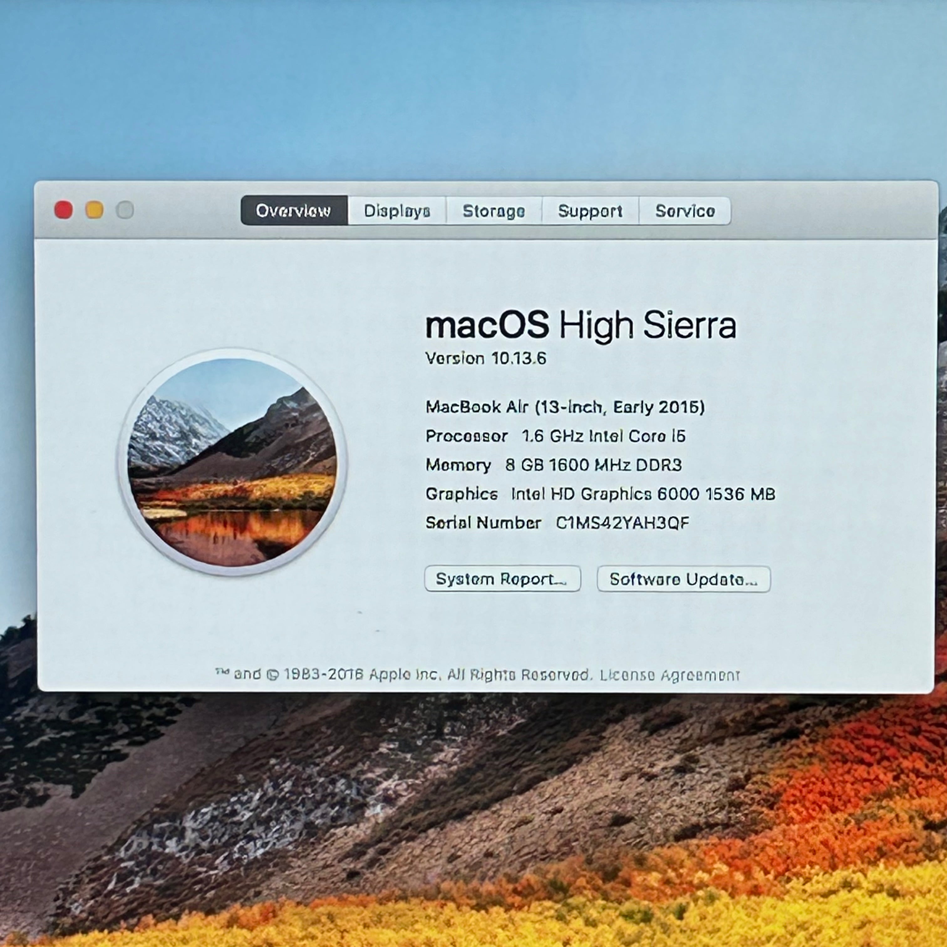 Apple MacBook Air A1466 Core i5 1.6Ghz 8GB RAM 256GB