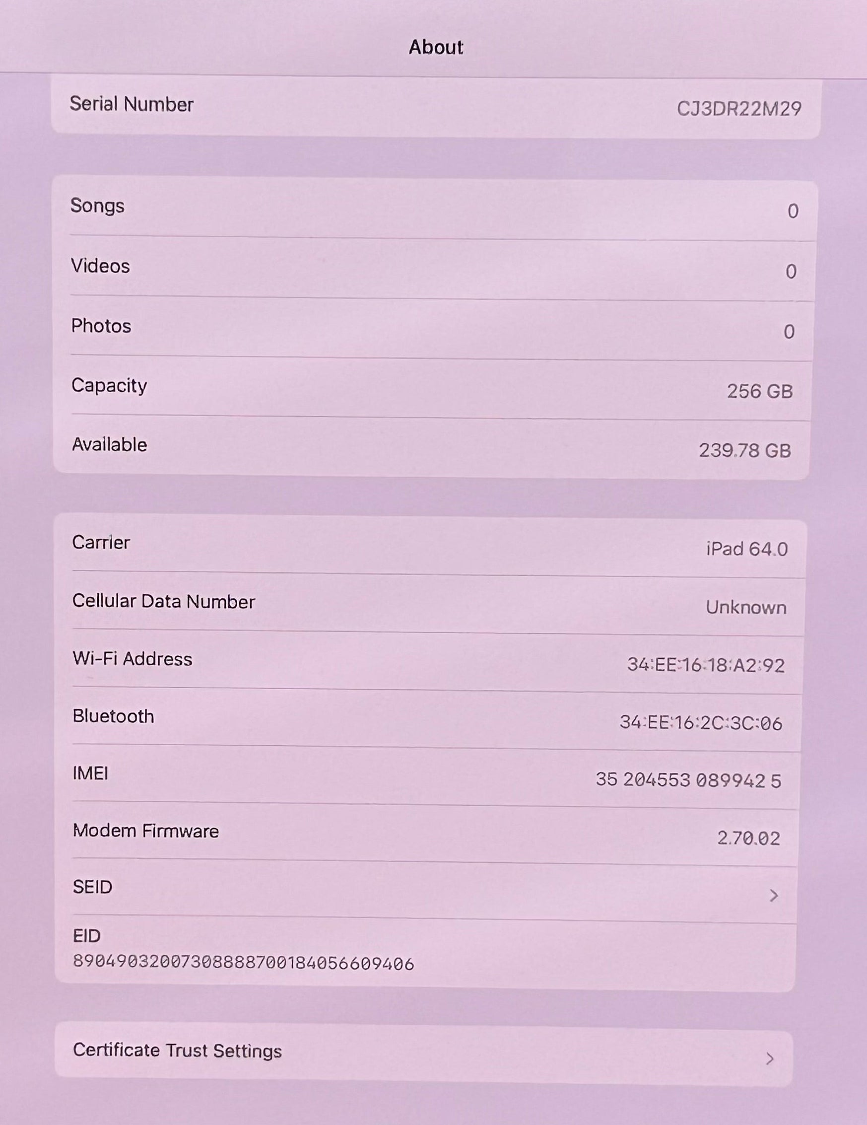 Apple iPad Pro 13-inch M4 Wi-Fi + Cellular A2926 MVXT3LL/A 256GB Battery 100%