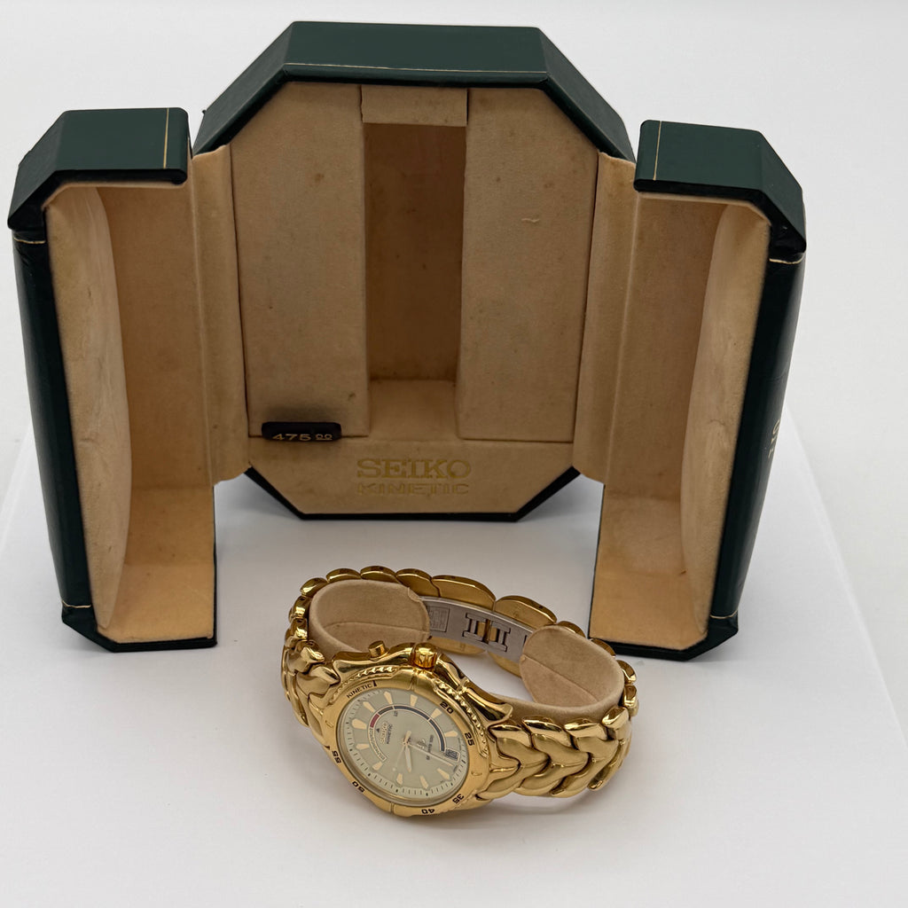Men’s Seiko Vintage Kinetic Sport Gold Watch SKH228 - New open box