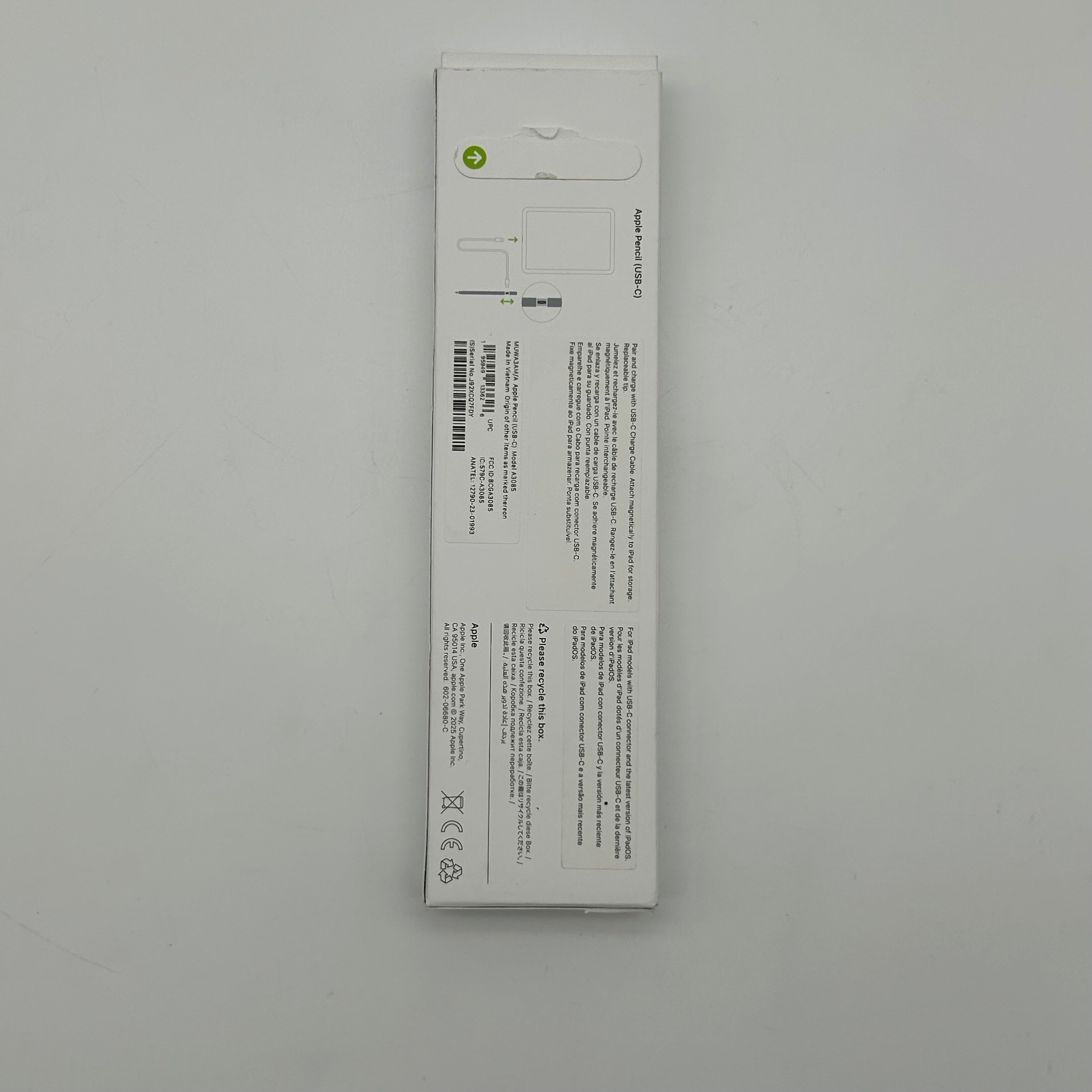 Apple Pencil USB-C 11",12.9",13" Smart Pencil Stylus White A3085 White Open Box