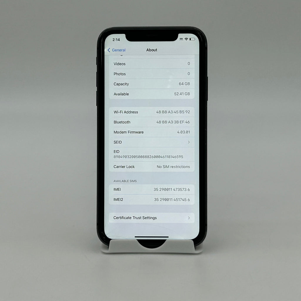 Broken Unlocked Apple iPhone 11 64GB 16.6 MWJE2LL/A Bad Battery
