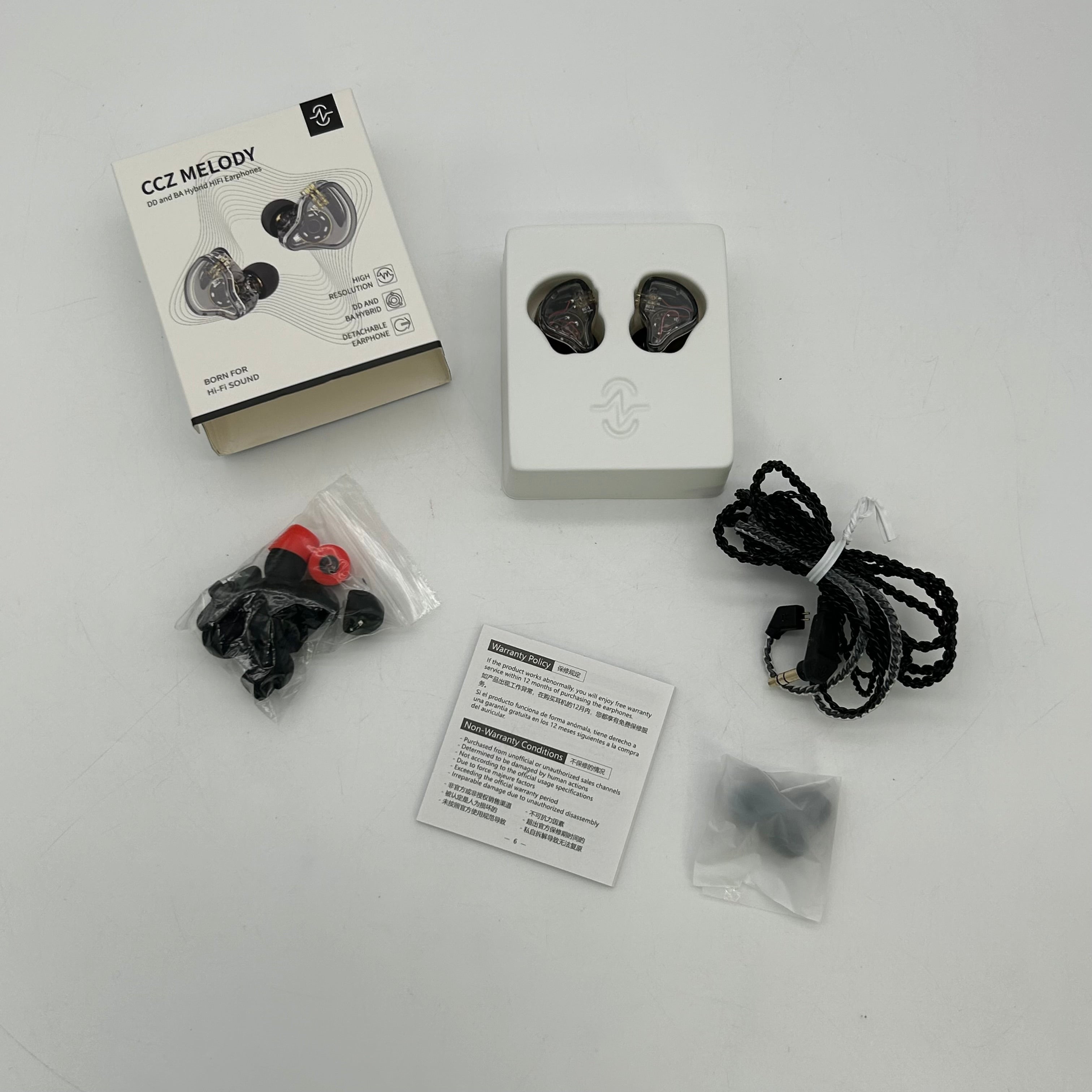 CCZ Melody BC01 Hi-Fi In-Ear Monitors - Hybrid DD+BA Earphones - Clear Black