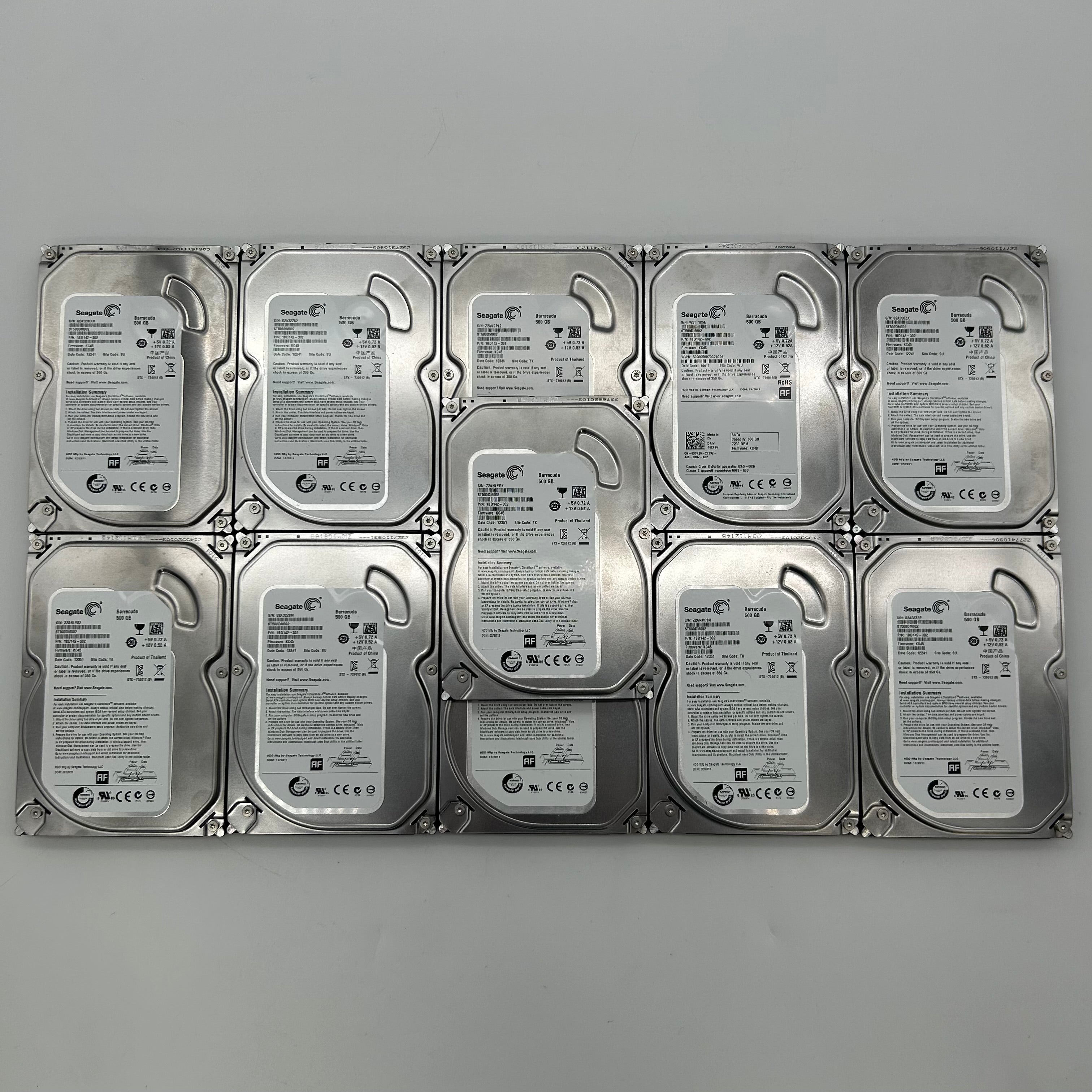 Lot of 11 Seagate Barracuda 500GB 3.5" SATA Hard Drives ST500DM002 UNTESTED