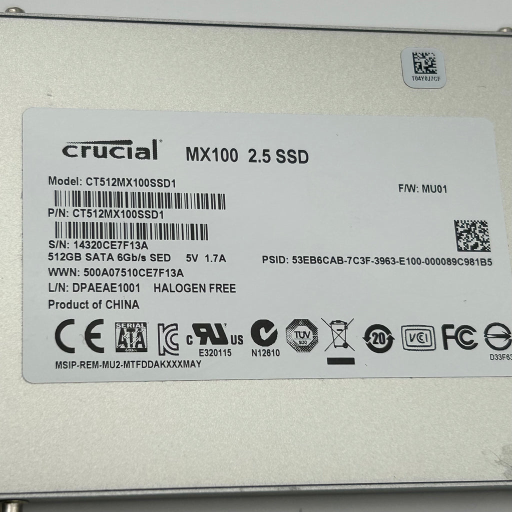 Crucial CT512MX100SSD1 MX100 512GB 2.5" SATA 6Gb/s SSD Blue - Used