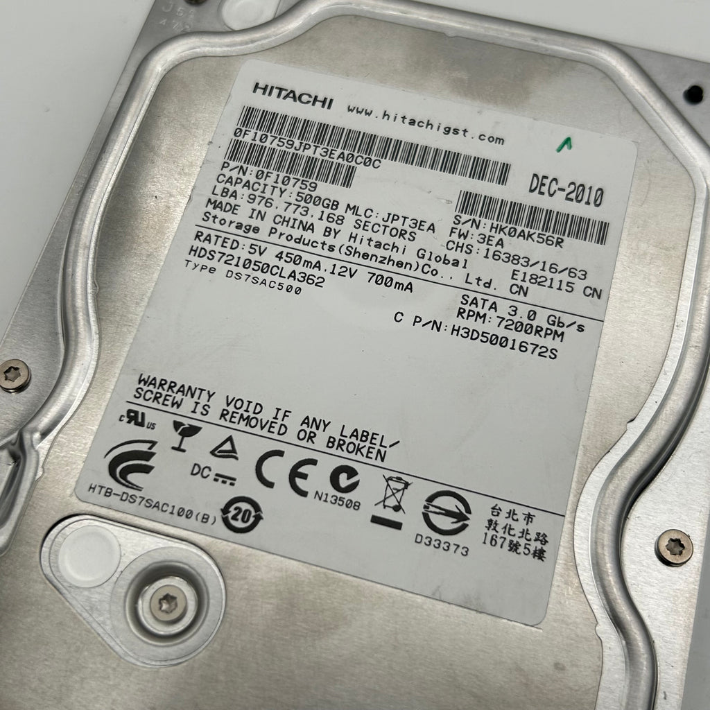 Lot of 16 Hitachi 500GB 3.5" SATA Hard Drives HDS721050CLA362 Bulk Untested