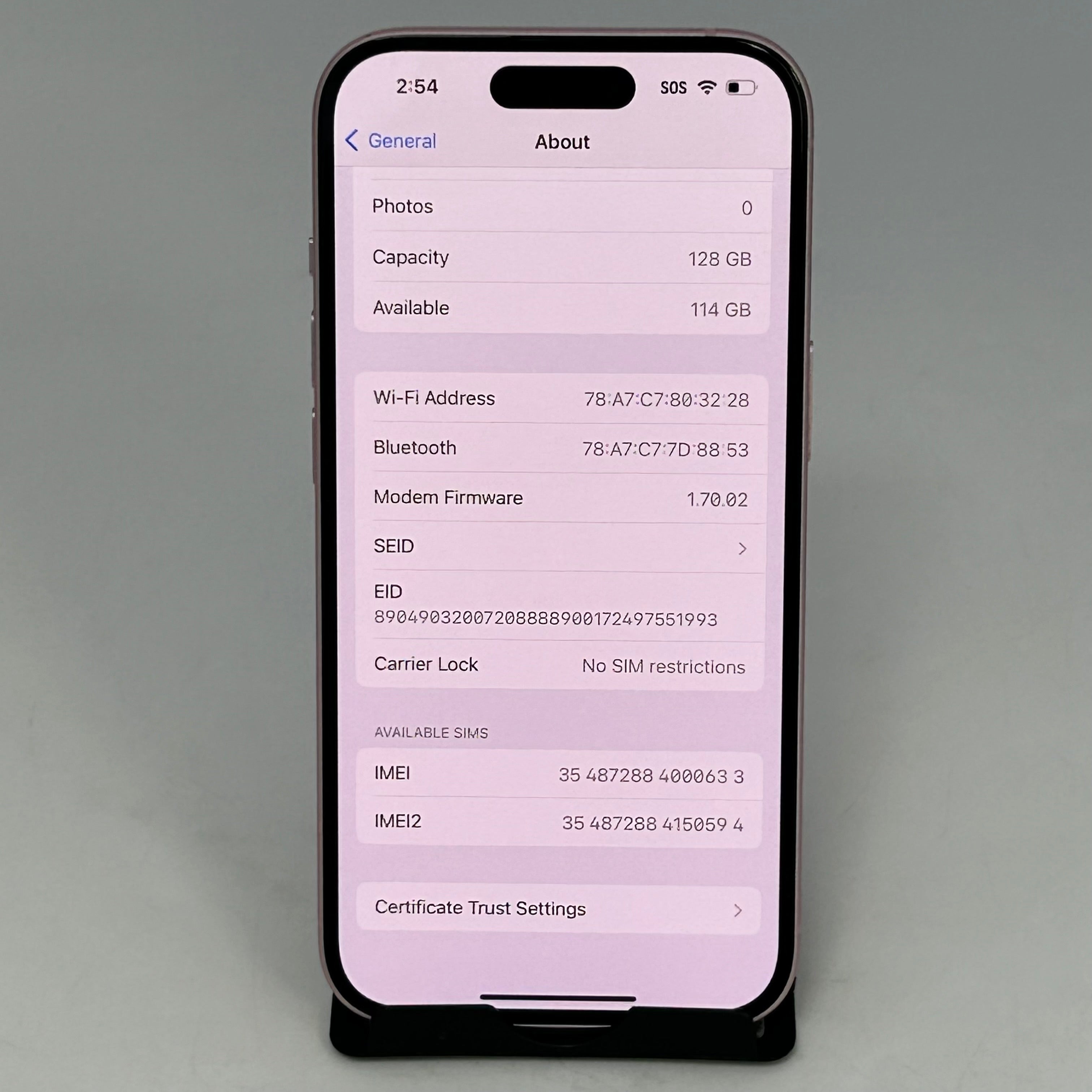 Apple iPhone 15 Pink Network Unlocked 128GB 99% BH